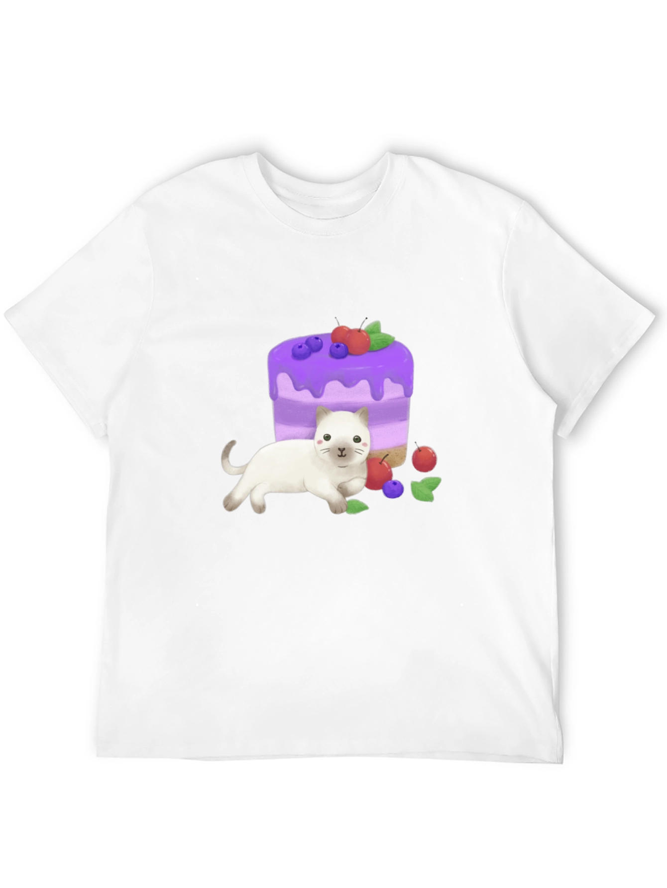 Cute Cat & Cake Graphic Tee - Unique Design