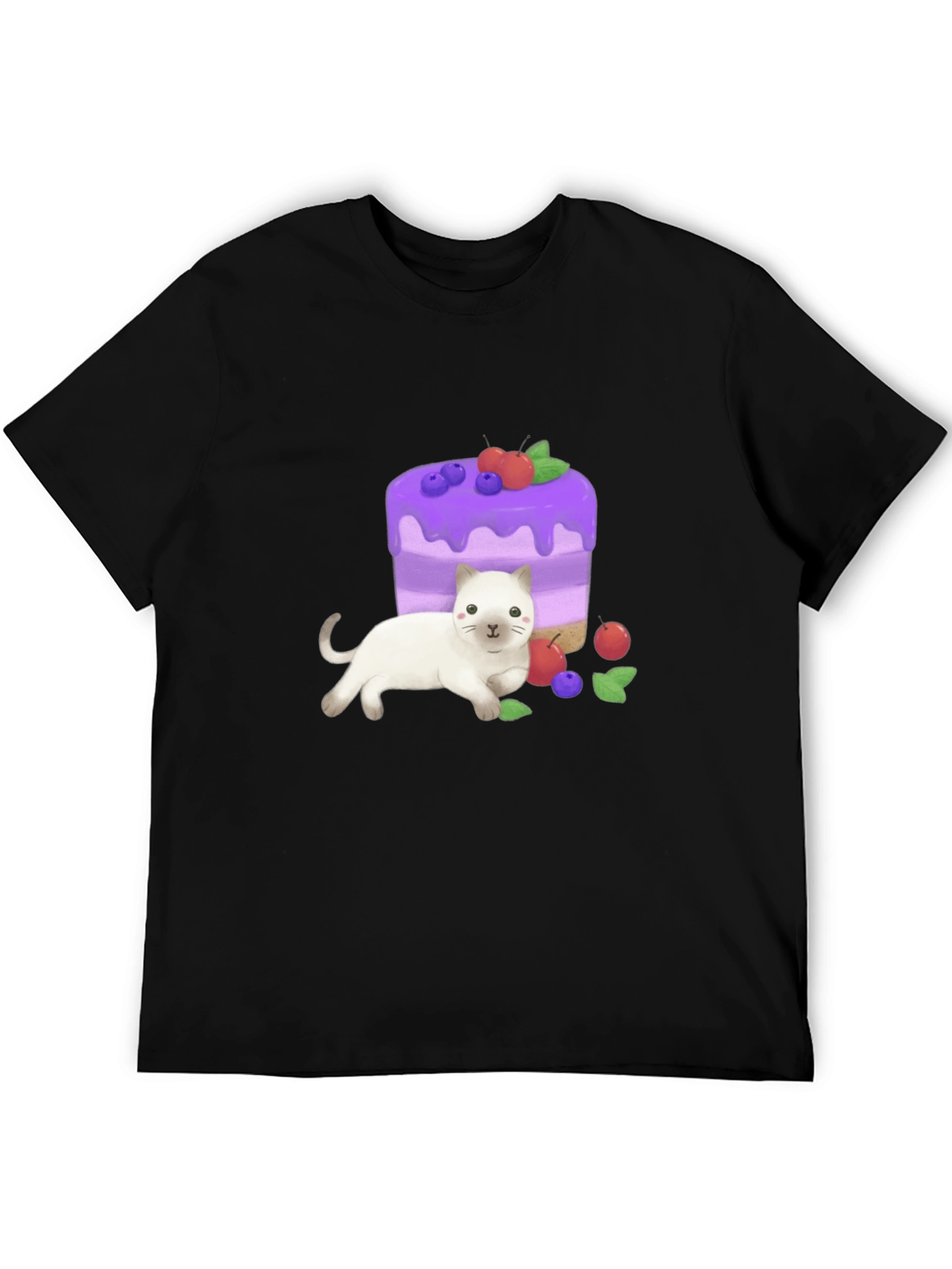 Cute Cat & Cake Graphic Tee - Unique Design