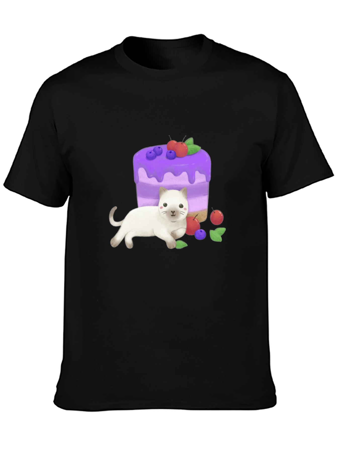 Cute Cat & Cake Graphic Tee - Unique Design