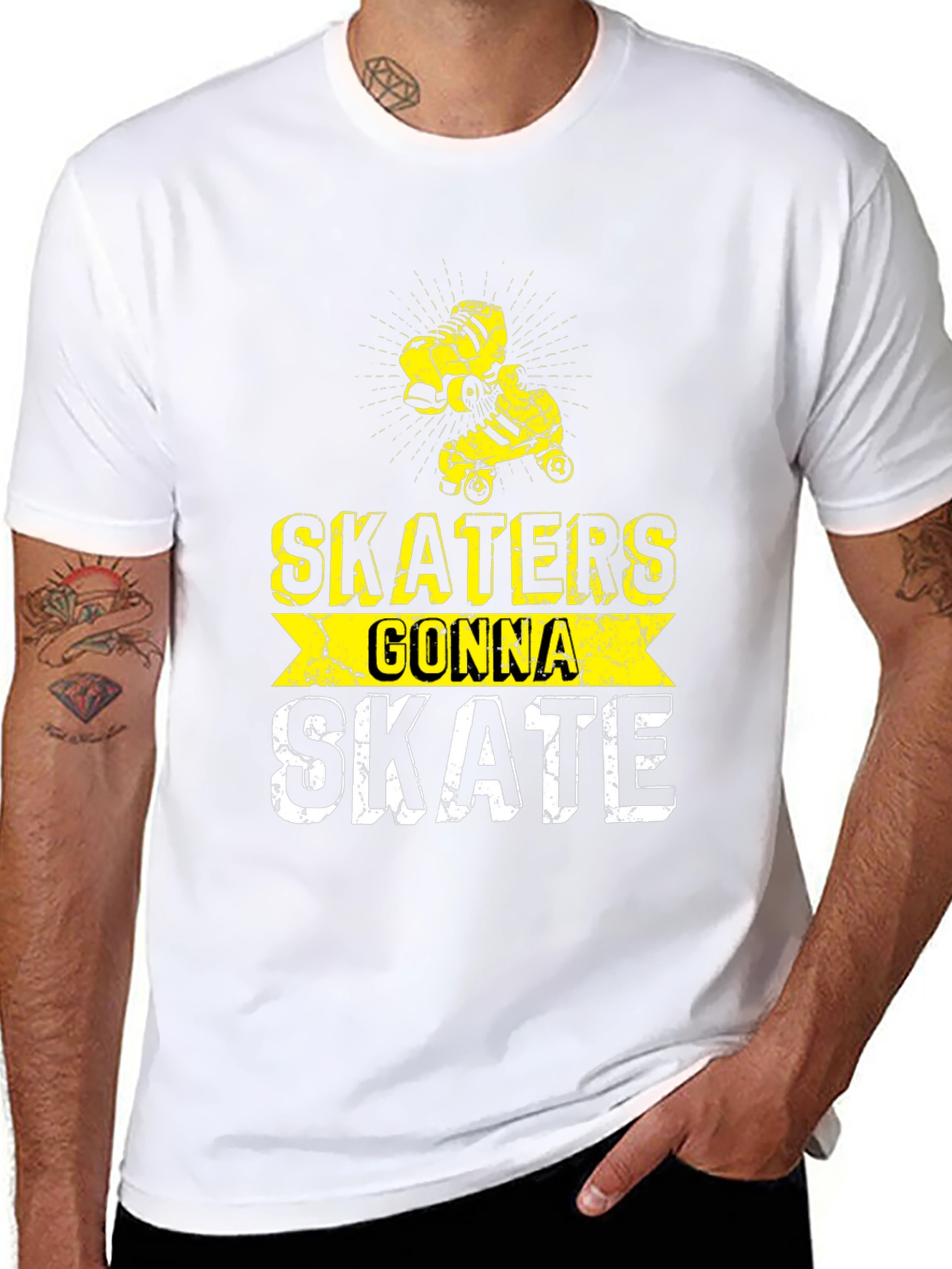 Skaters Gonna Skate Graphic Tee - Black Cotton Blend