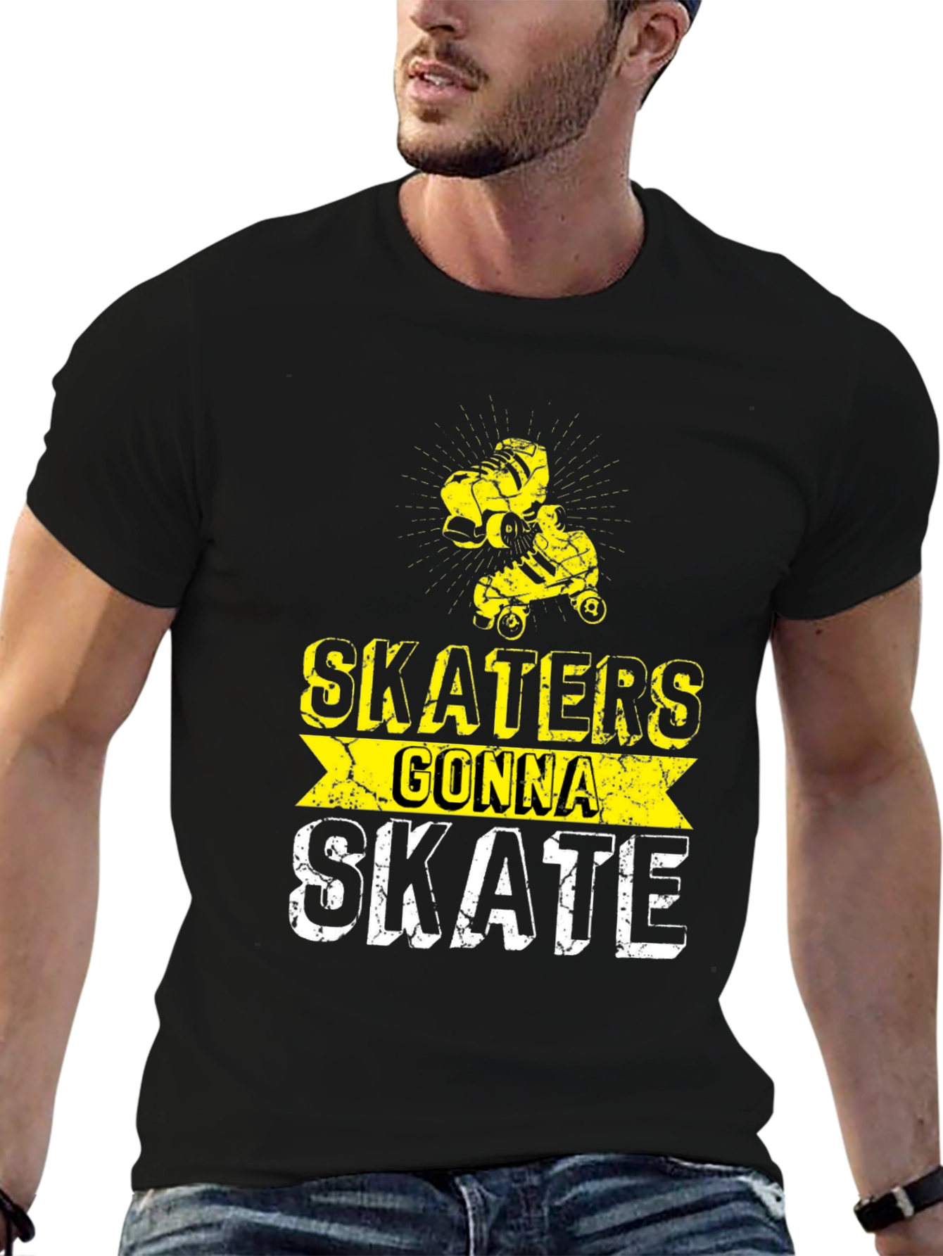 Skaters Gonna Skate Graphic Tee - Black Cotton Blend