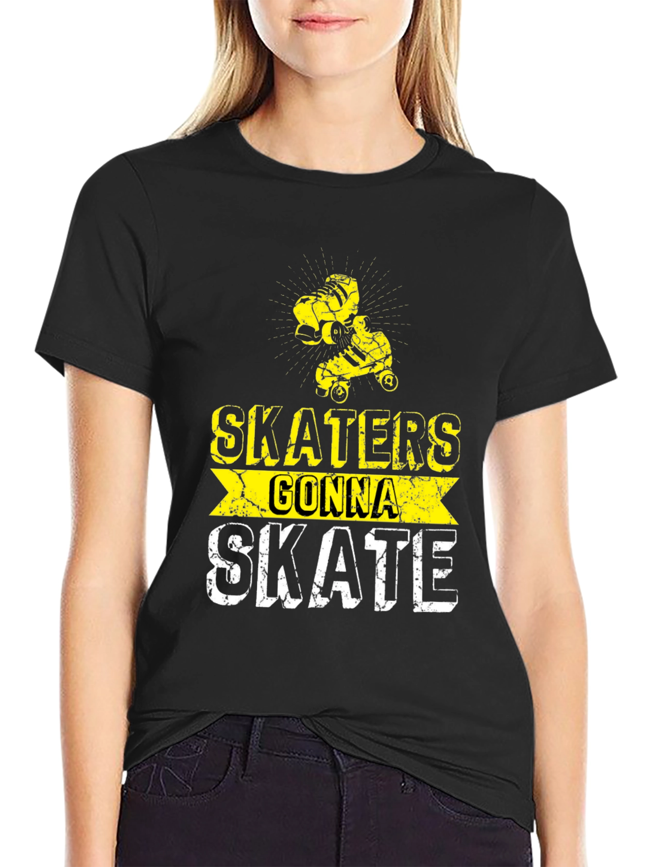 Skaters Gonna Skate Graphic Tee - Black Cotton Blend