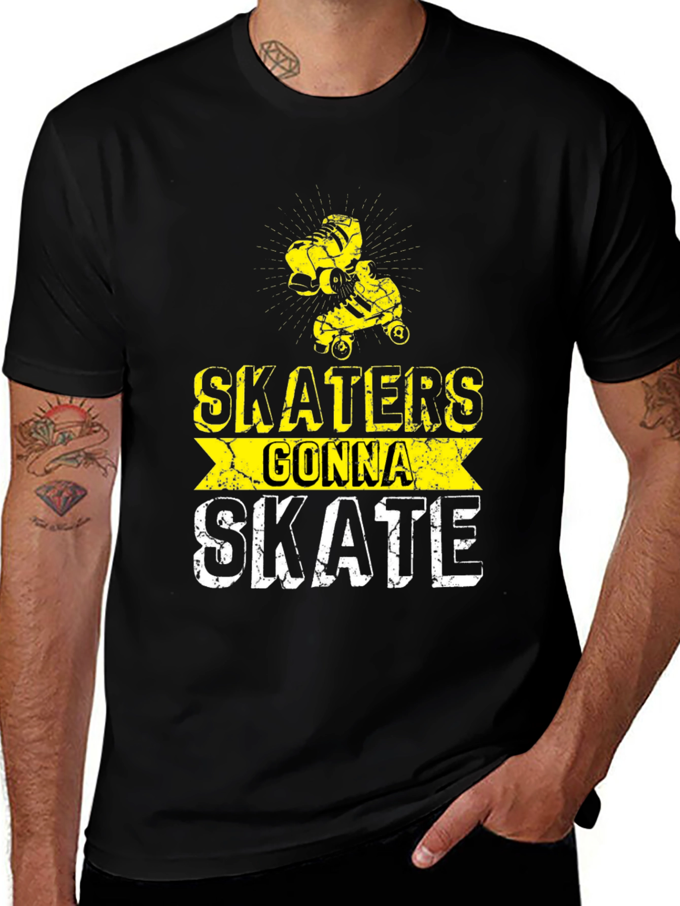 Skaters Gonna Skate Graphic Tee - Black Cotton Blend