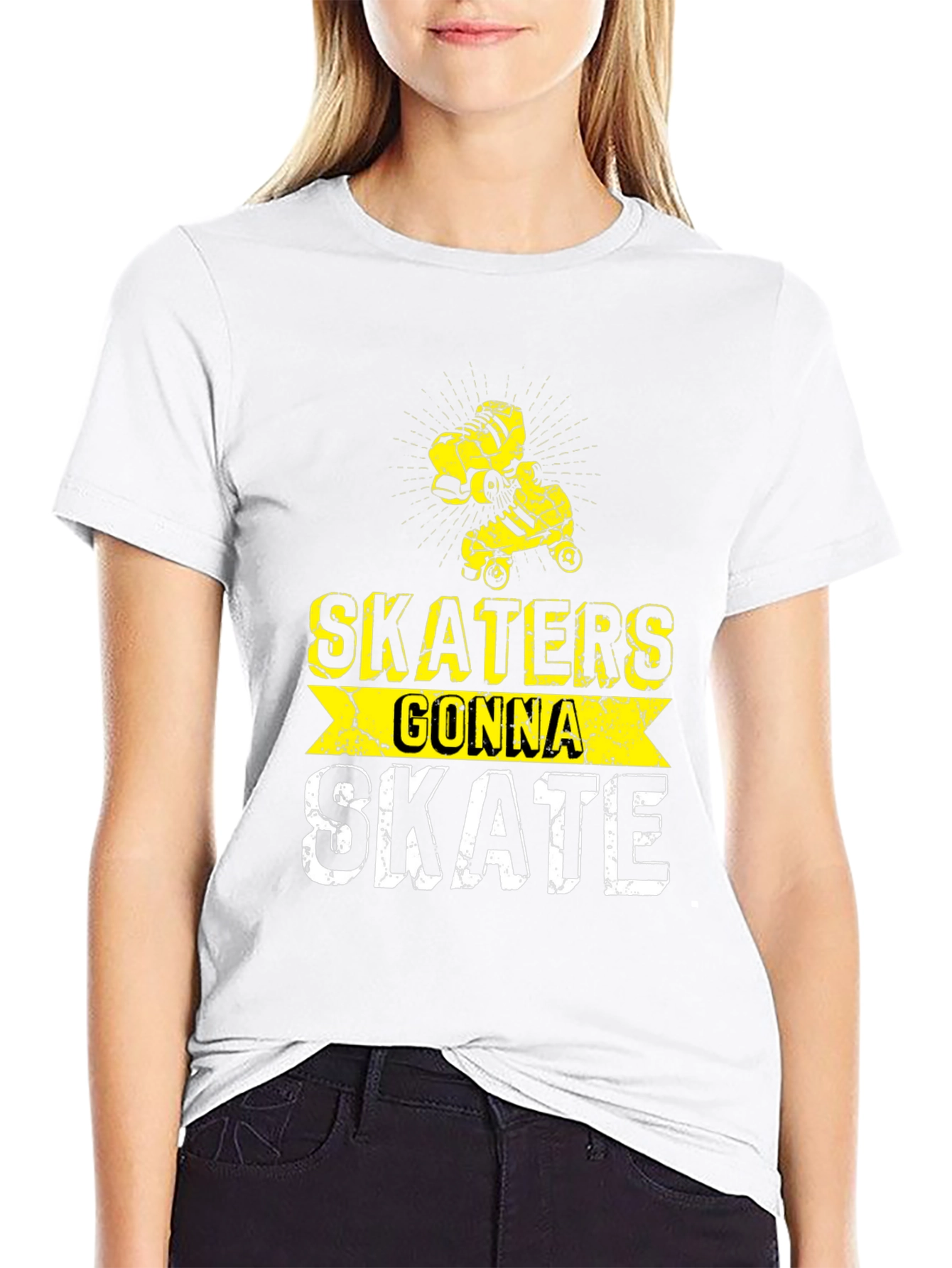 Skaters Gonna Skate Graphic Tee - Black Cotton Blend