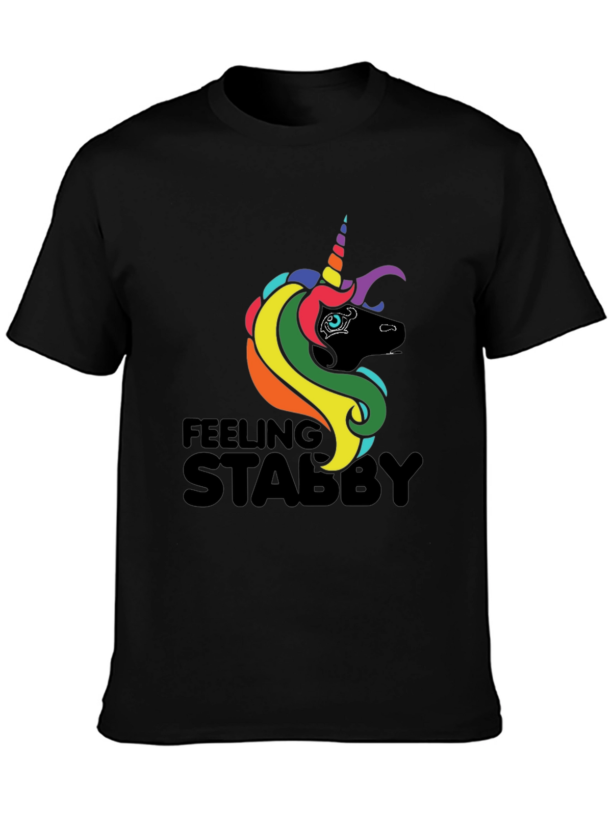 Feeling Stabby Unicorn Black T-Shirt