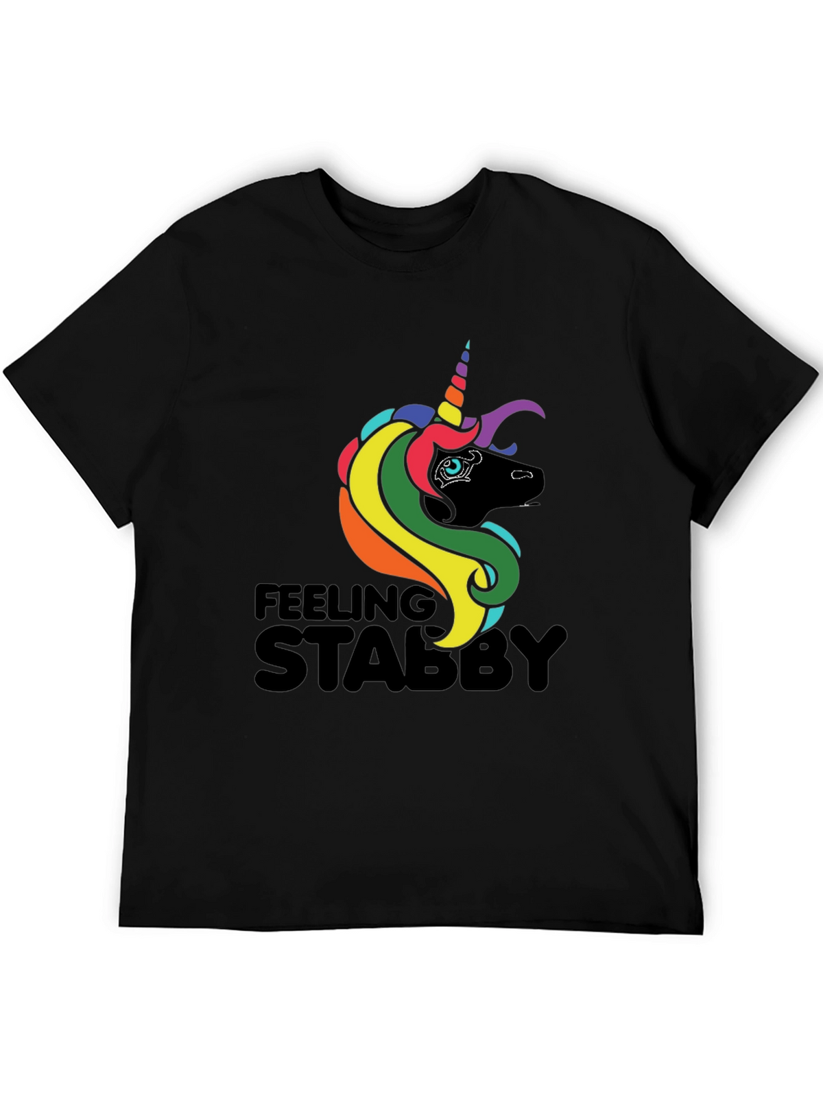Feeling Stabby Unicorn Black T-Shirt