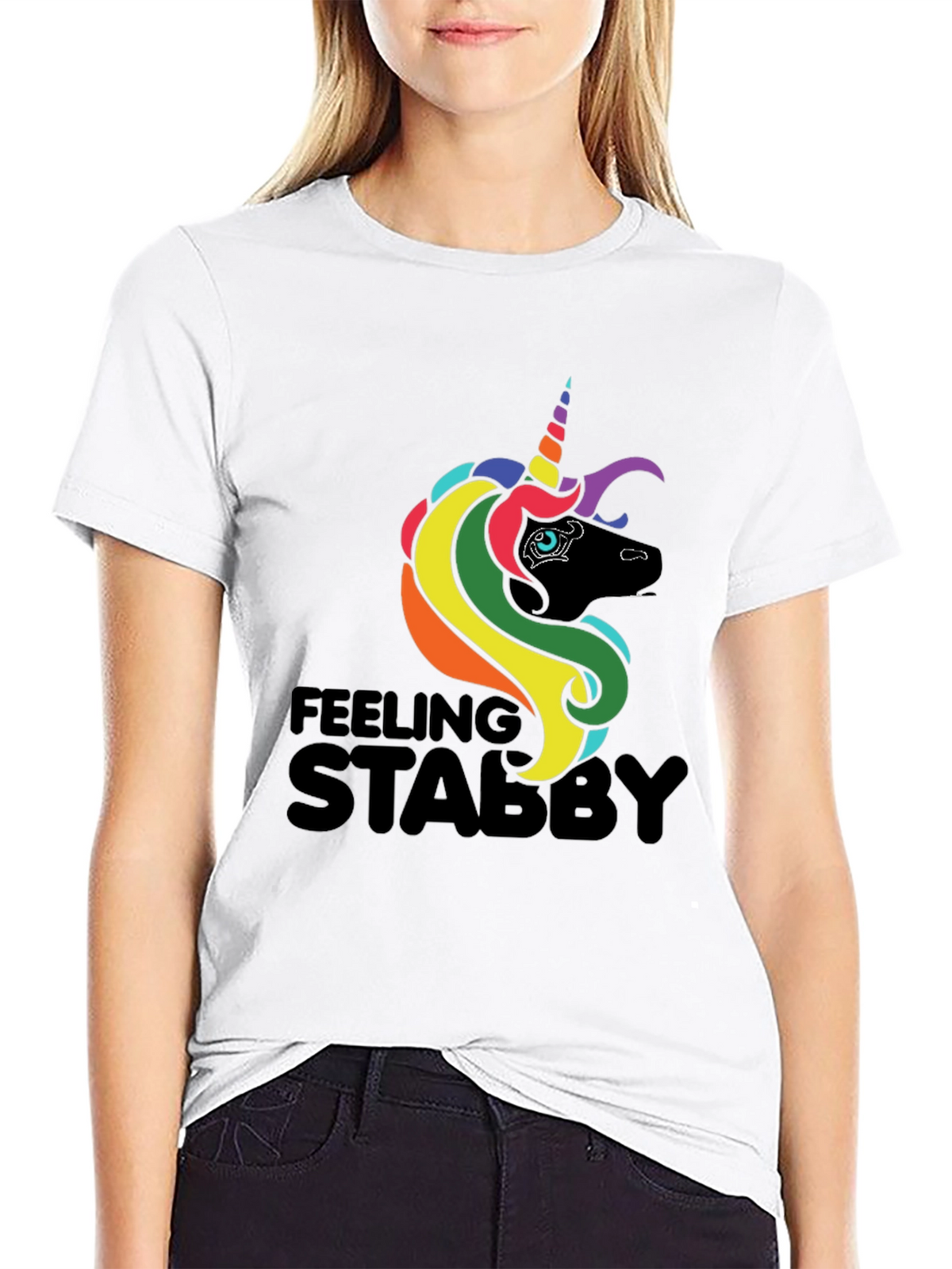 Feeling Stabby Unicorn Black T-Shirt