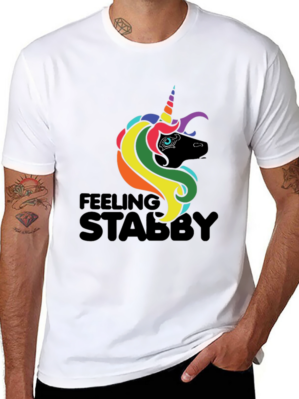 Feeling Stabby Unicorn Black T-Shirt