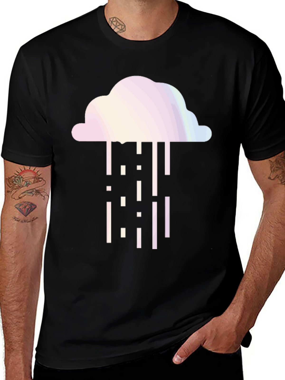 Cloud Rain Graphic Tee - Stylish Black T-Shirt