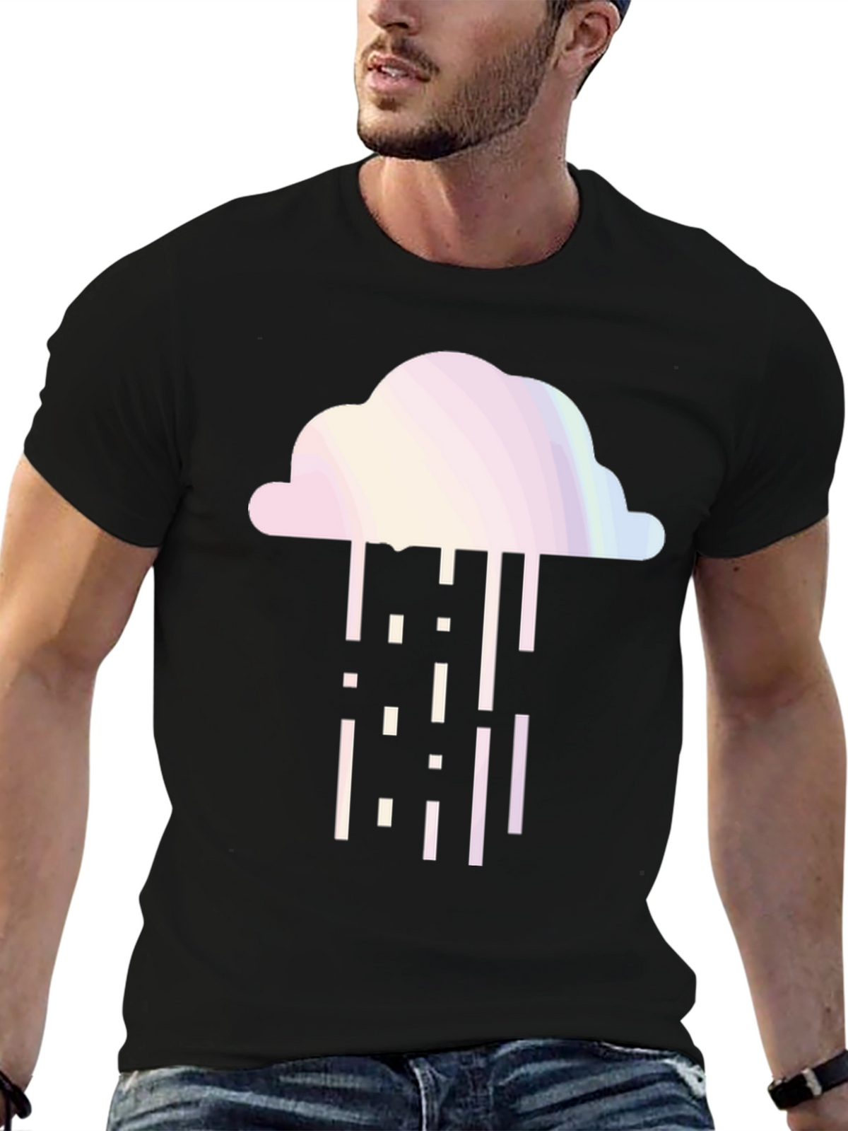Cloud Rain Graphic Tee - Stylish Black T-Shirt