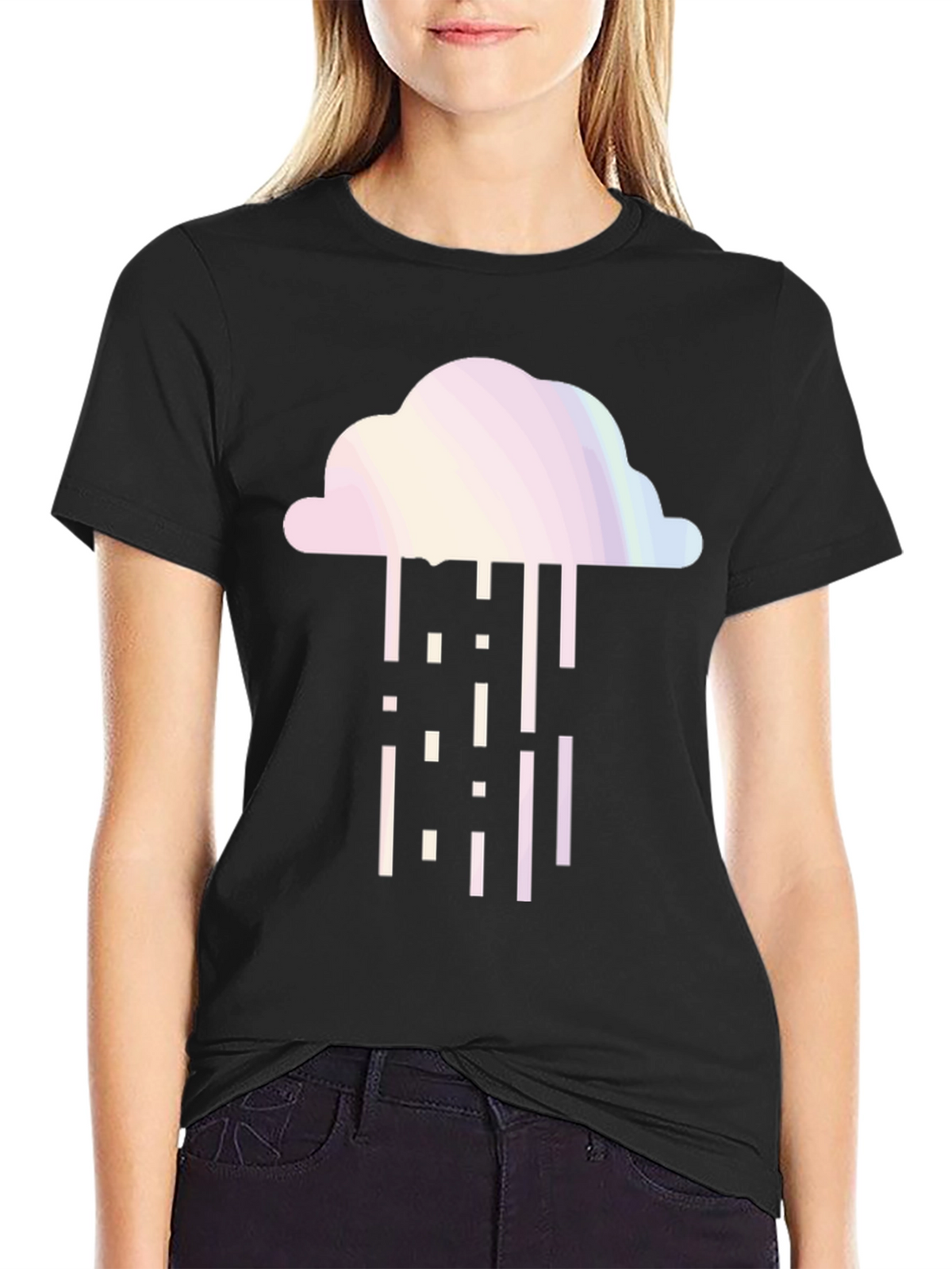 Cloud Rain Graphic Tee - Stylish Black T-Shirt