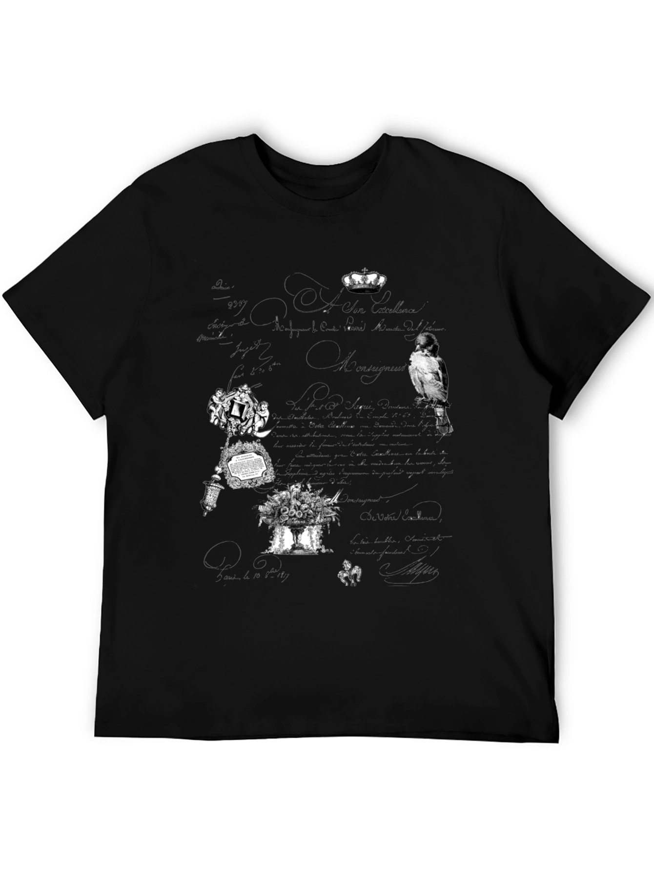 Artistic Graphic Print Black T-Shirt