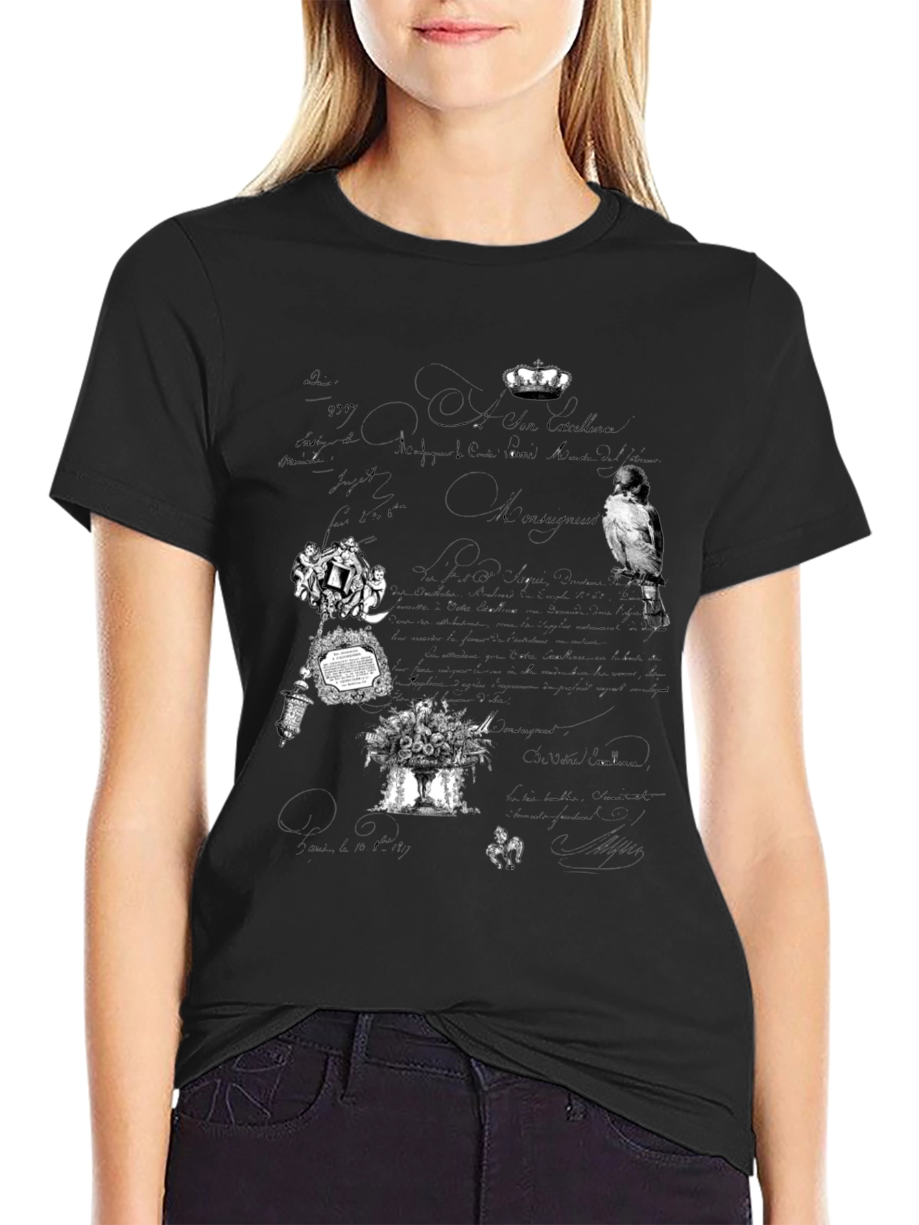 Artistic Graphic Print Black T-Shirt