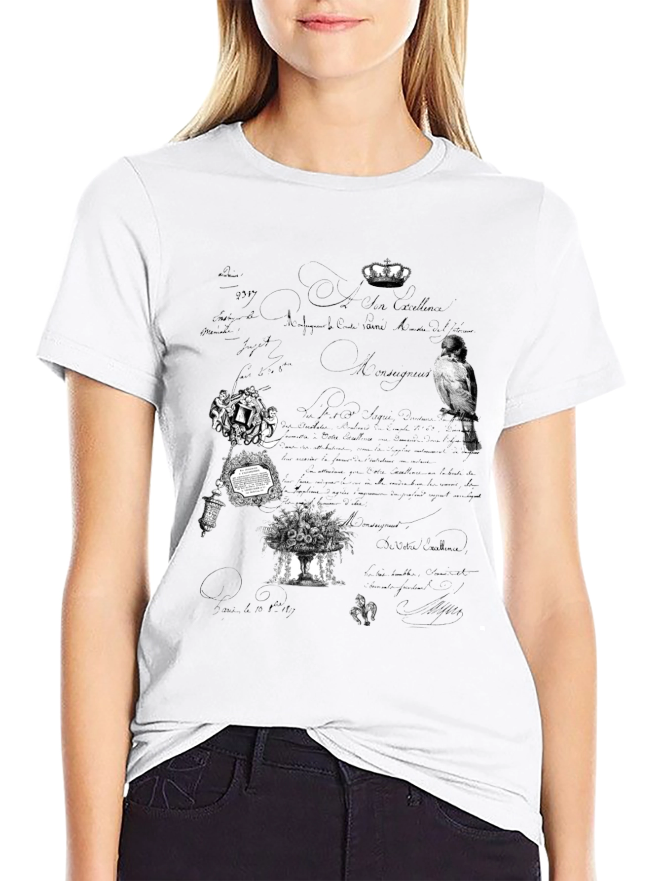 Artistic Graphic Print Black T-Shirt