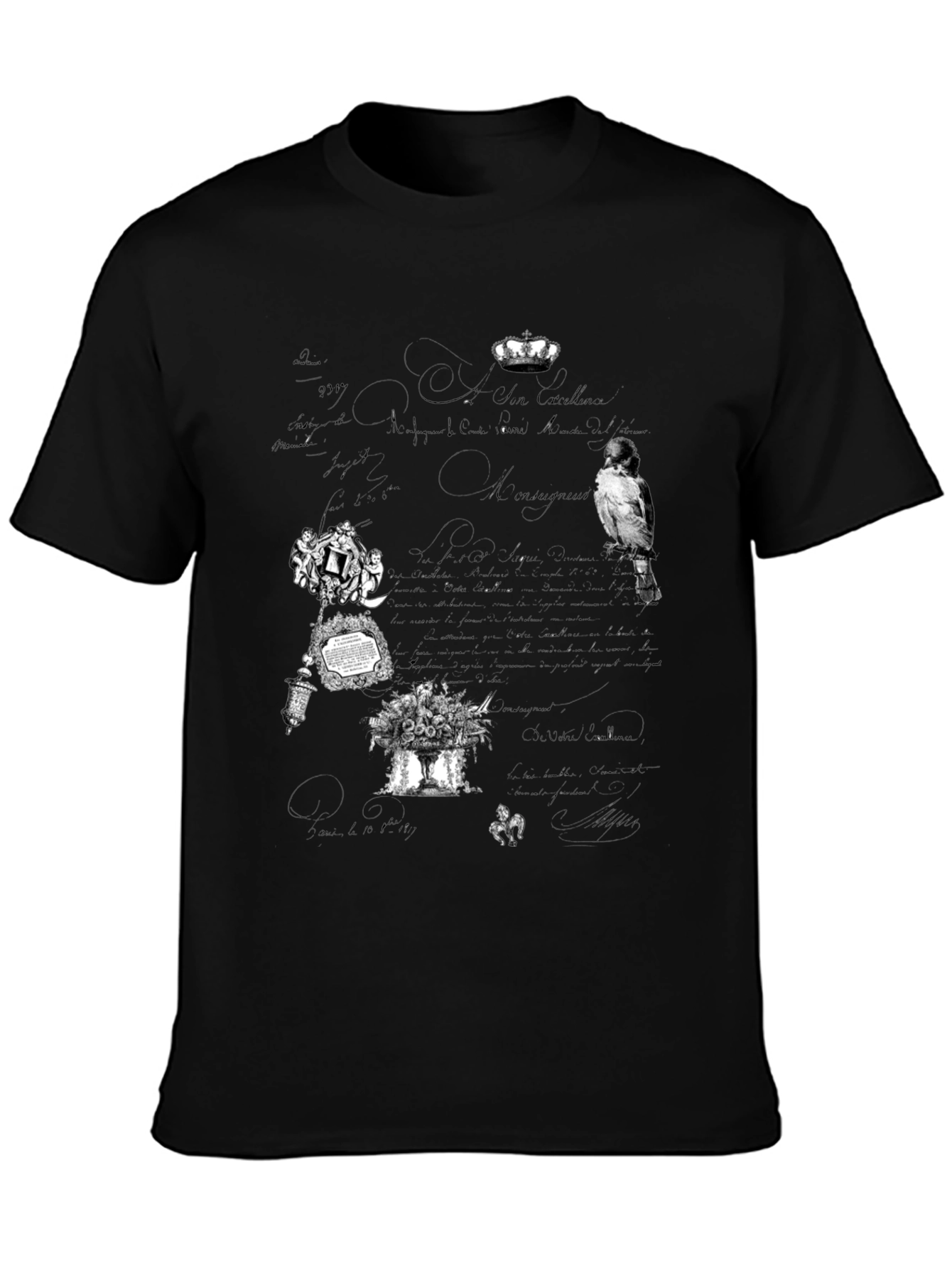 Artistic Graphic Print Black T-Shirt