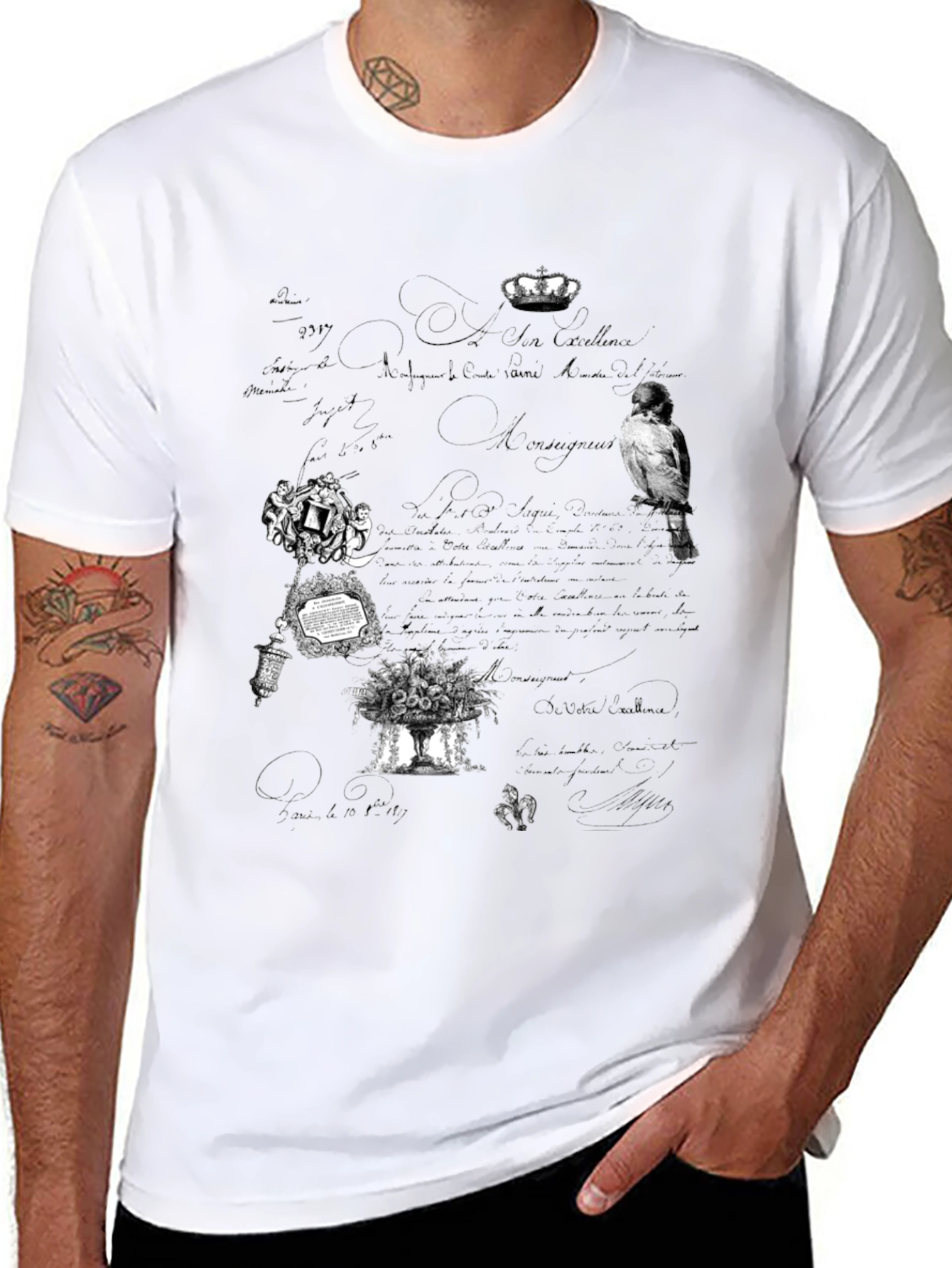 Artistic Graphic Print Black T-Shirt