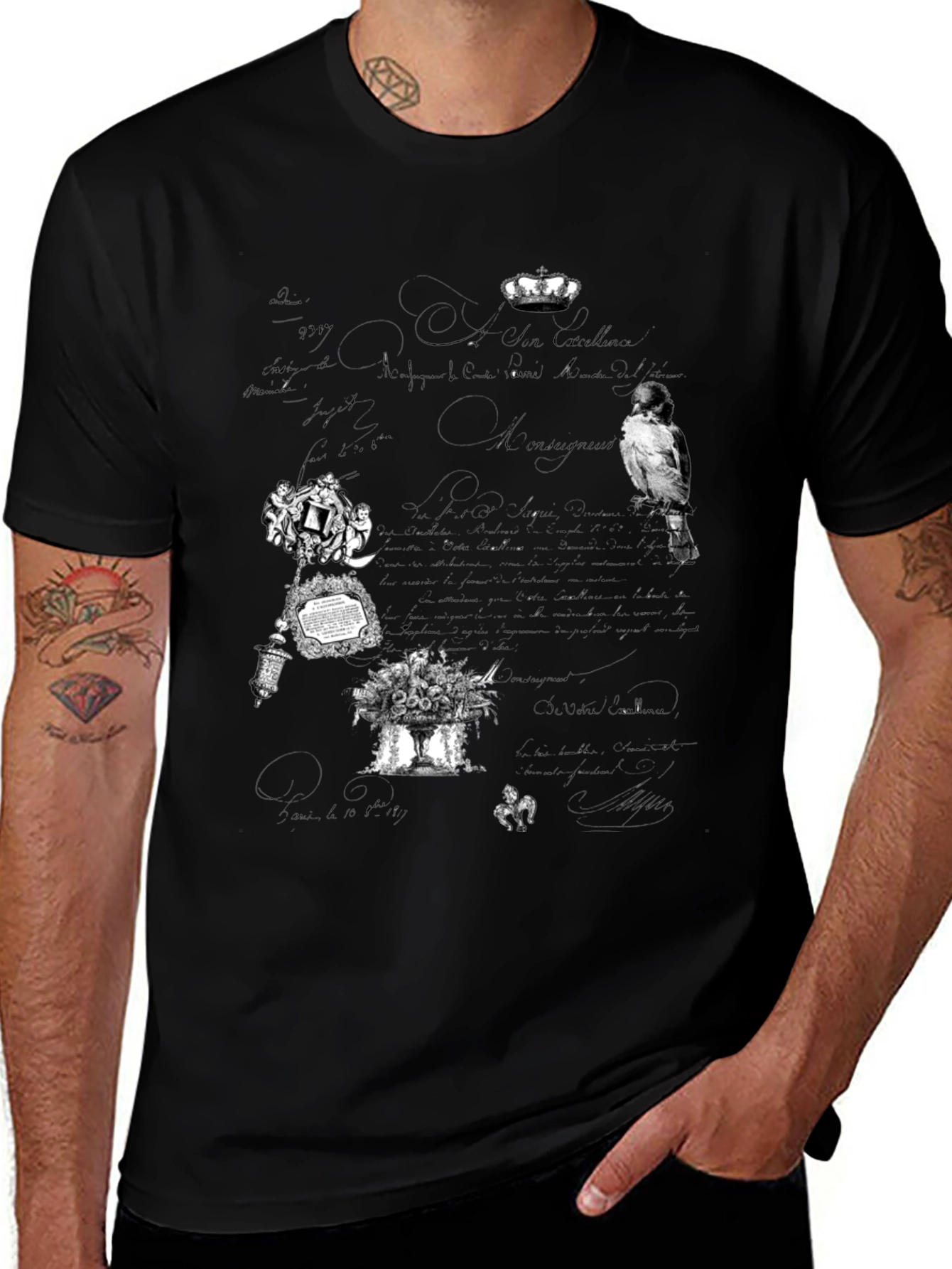 Artistic Graphic Print Black T-Shirt