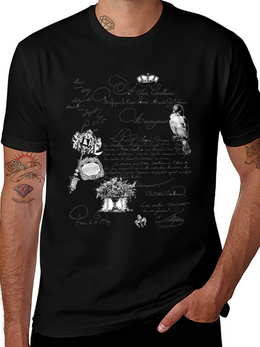 Artistic Graphic Print Black T-Shirt