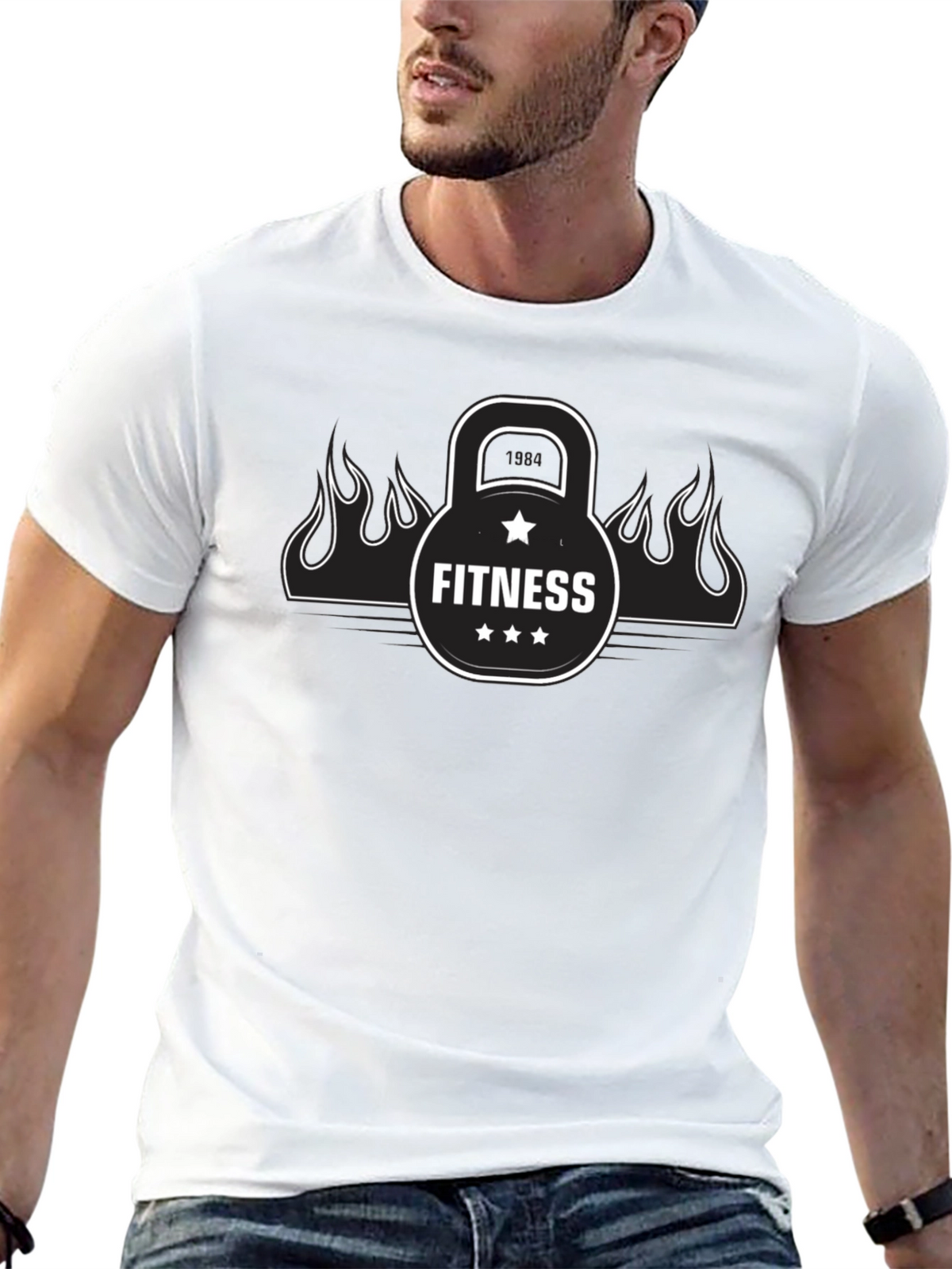 Mens Black Fitness Graphic T-Shirt