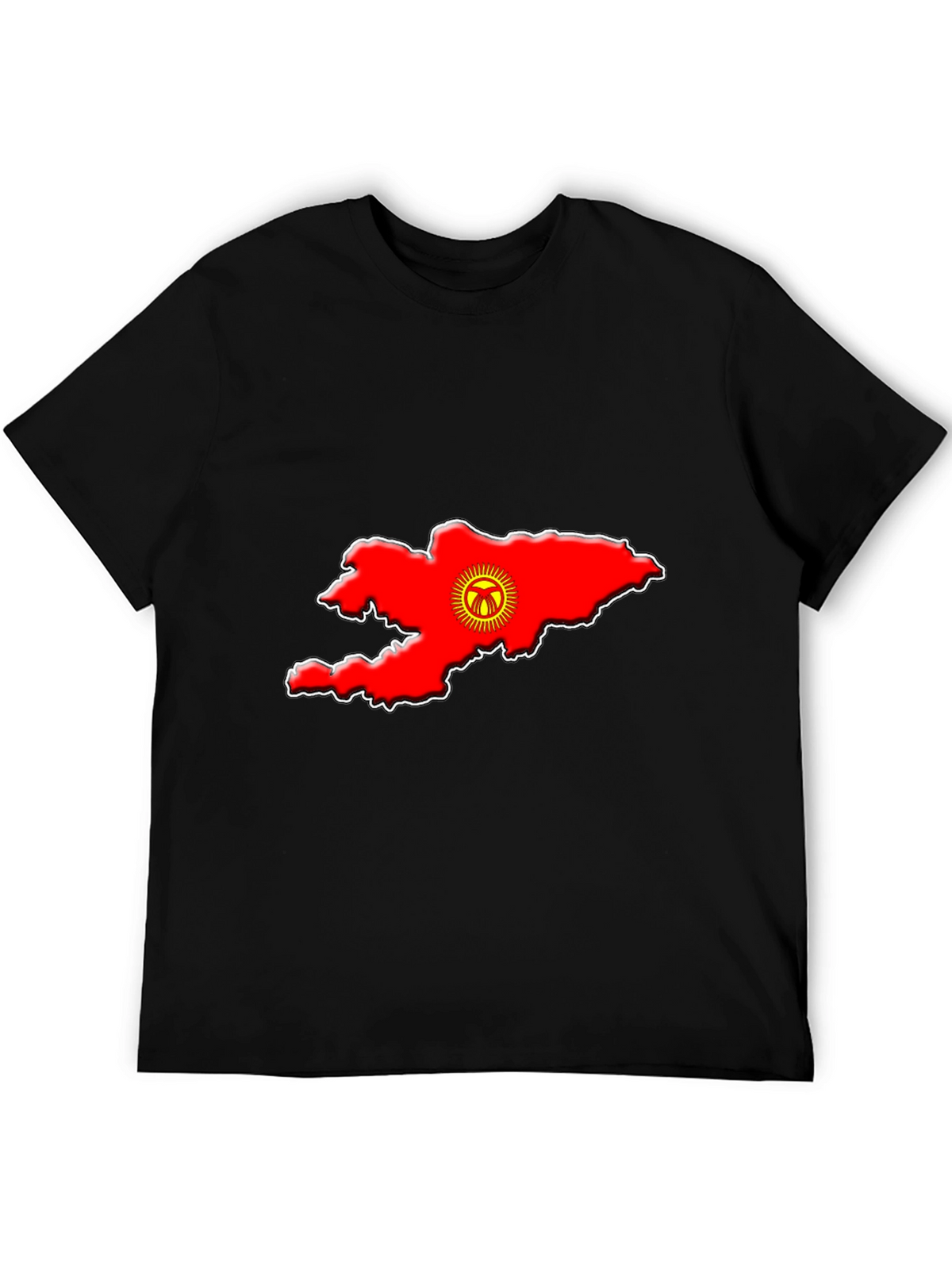Kyrgyzstan Flag Map T-Shirt - Black Graphic Tee
