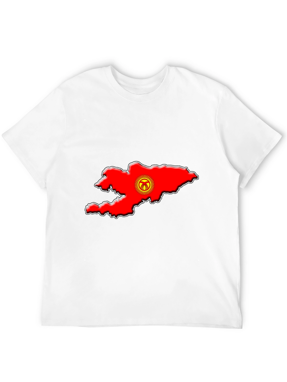 Kyrgyzstan Flag Map T-Shirt - Black Graphic Tee
