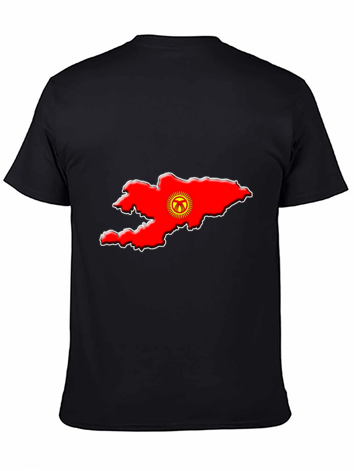 Kyrgyzstan Flag Map T-Shirt - Black Graphic Tee