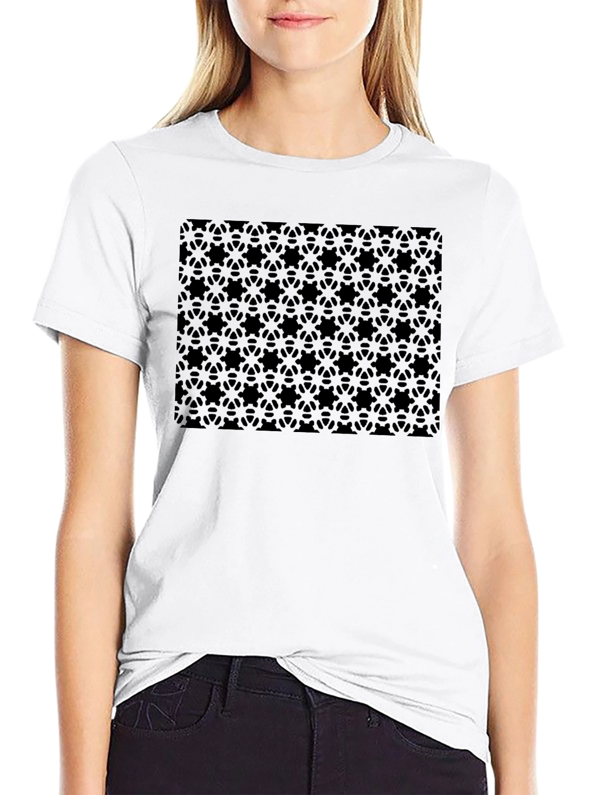 Stealth Pattern Black T-Shirt - Modern Geometric Design