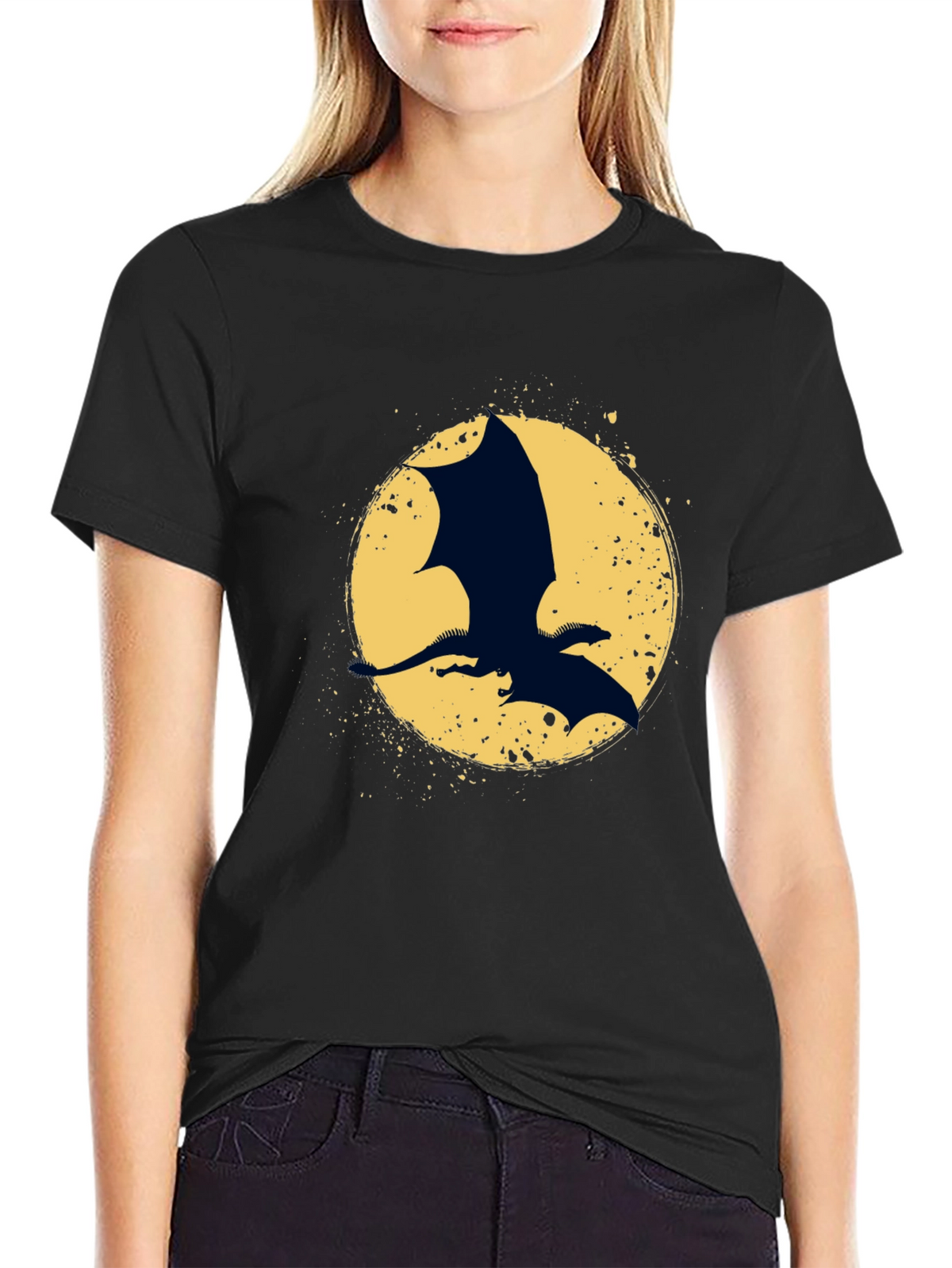 Dragon Silhouette Graphic Tee - Black