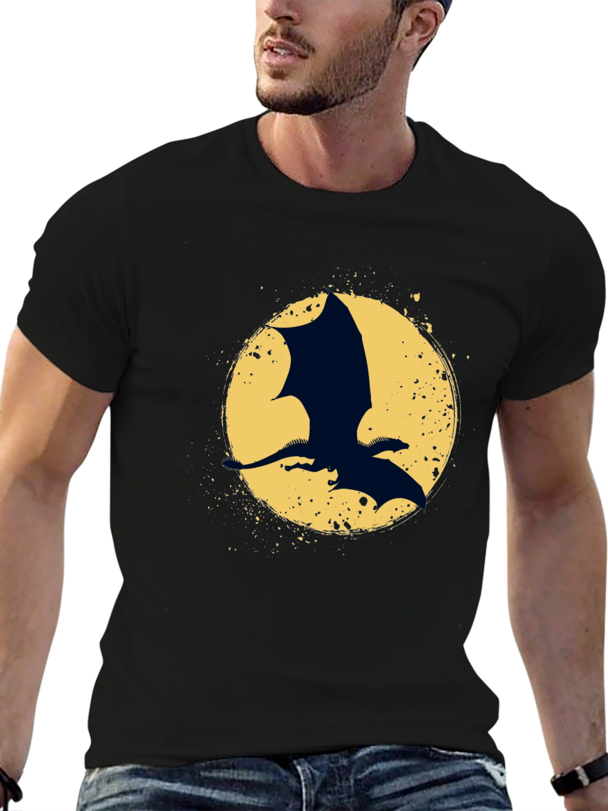 Dragon Silhouette Graphic Tee - Black