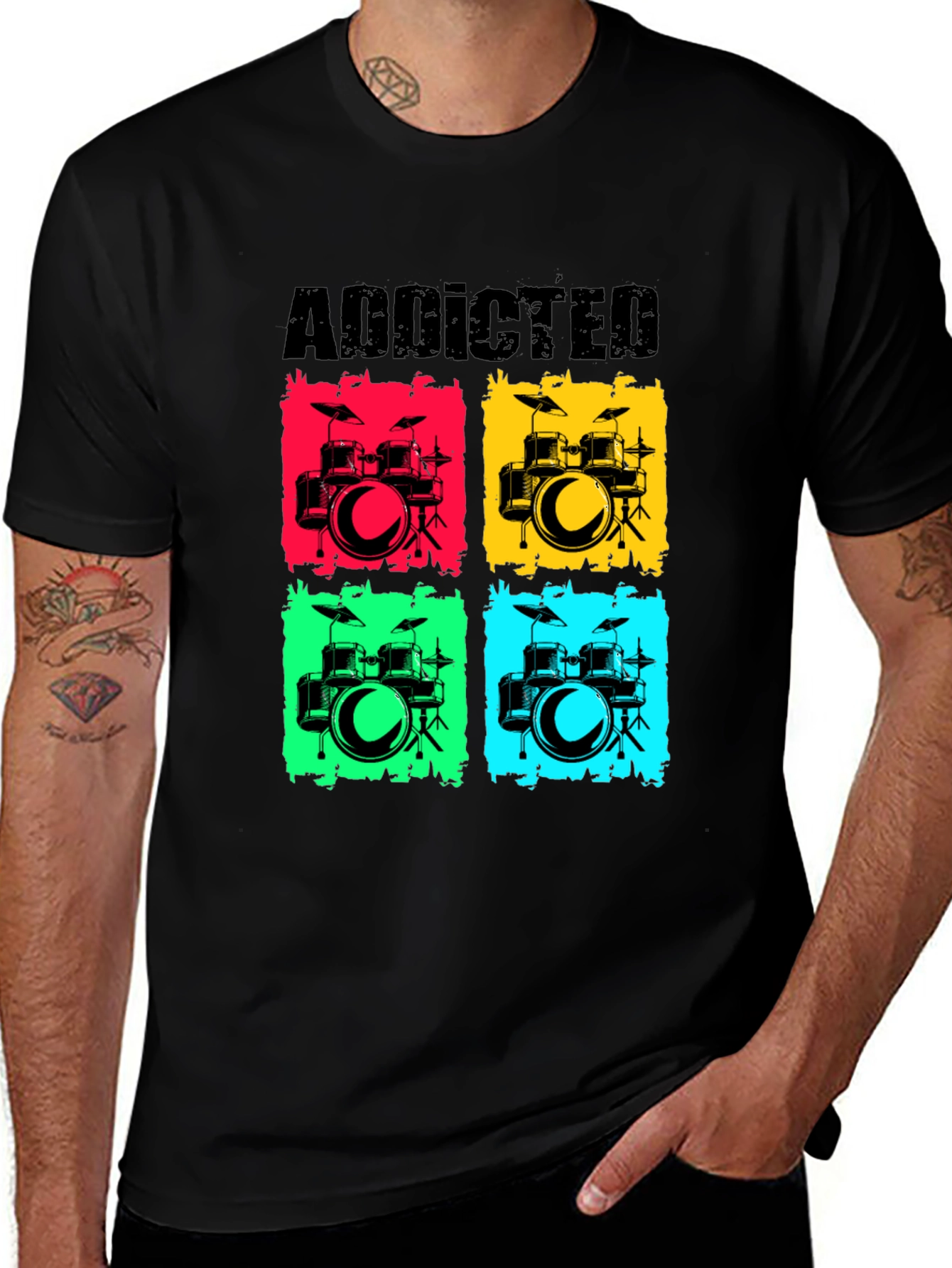 Addicted Drums Graphic T-Shirt - Music Lover Tee