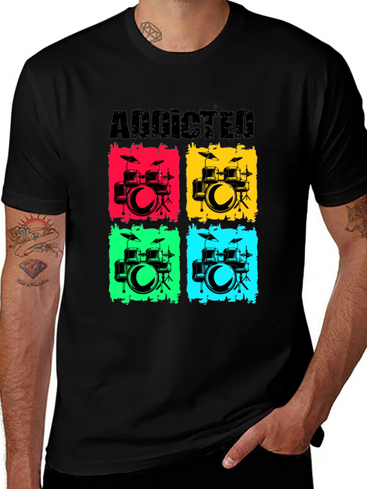 Addicted Drums Graphic T-Shirt - Music Lover Tee