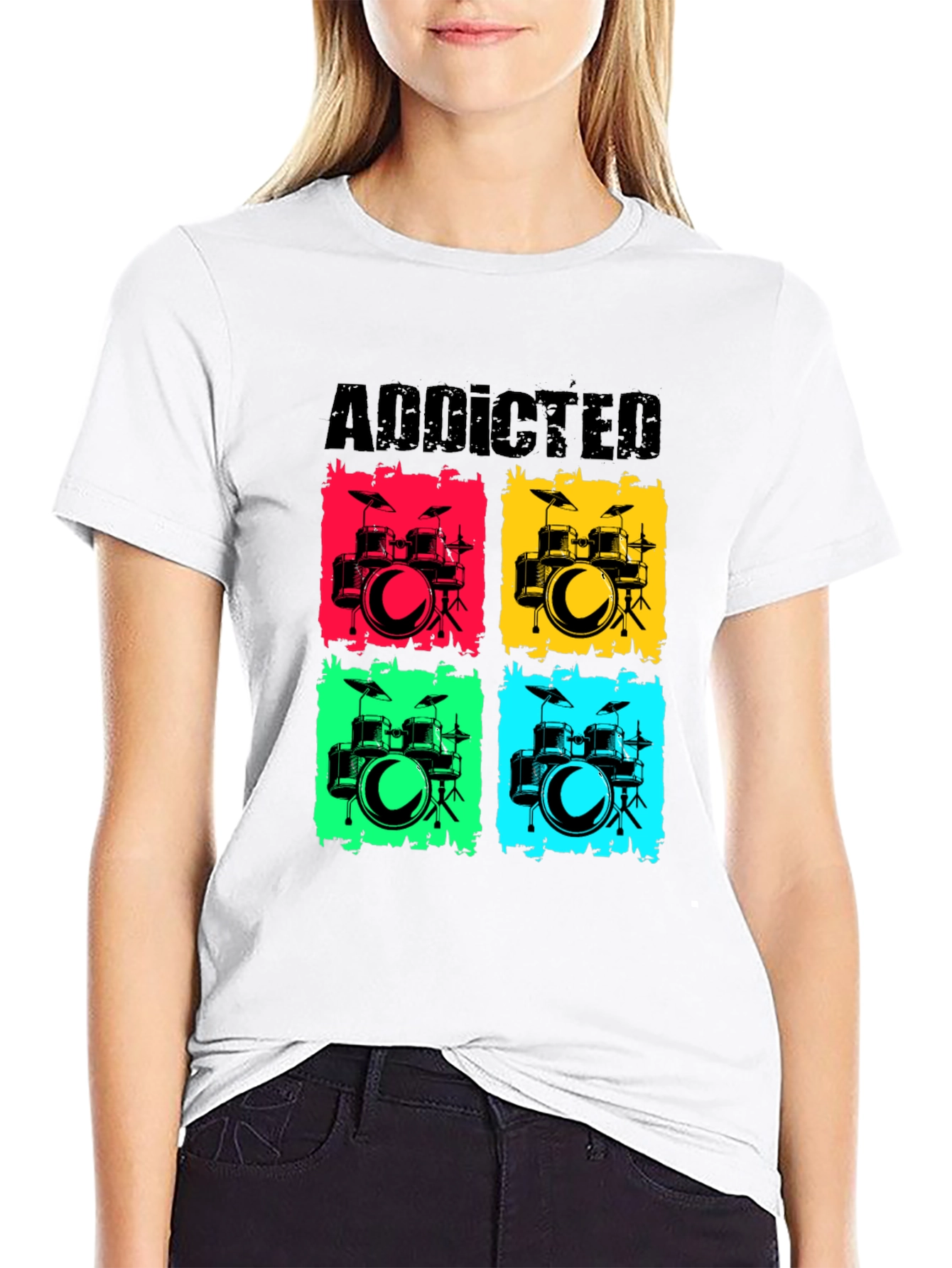 Addicted Drums Graphic T-Shirt - Music Lover Tee
