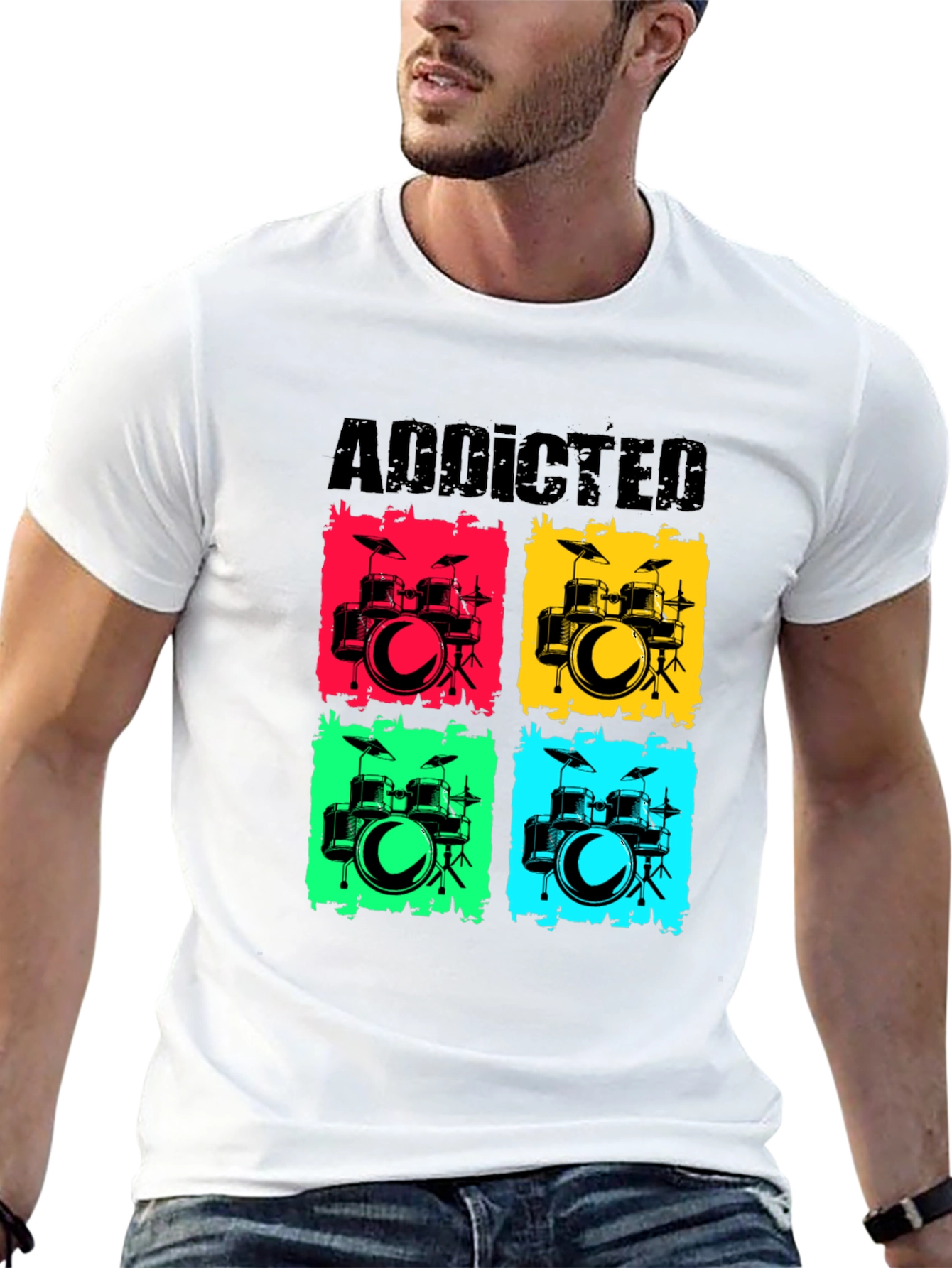 Addicted Drums Graphic T-Shirt - Music Lover Tee