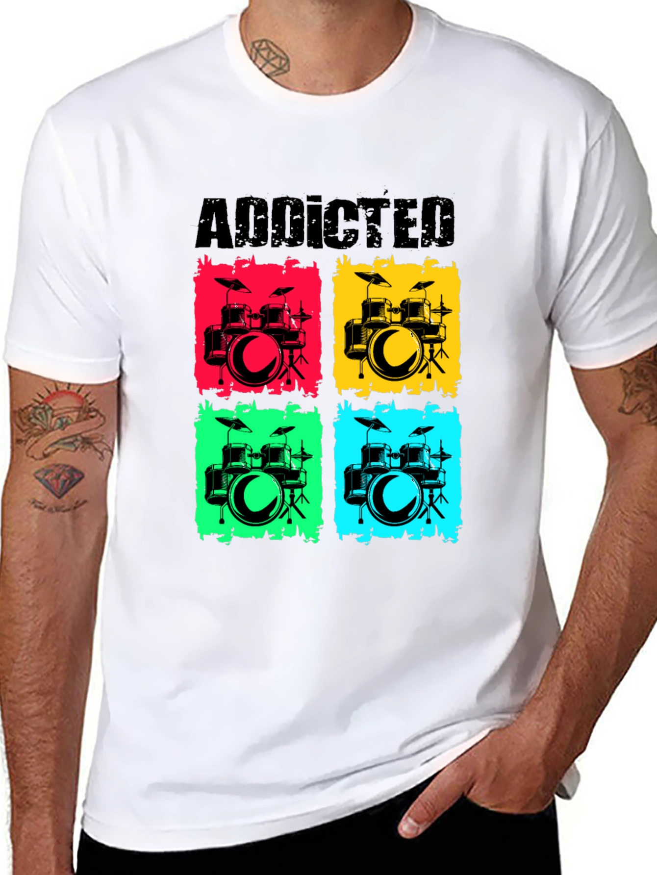 Addicted Drums Graphic T-Shirt - Music Lover Tee