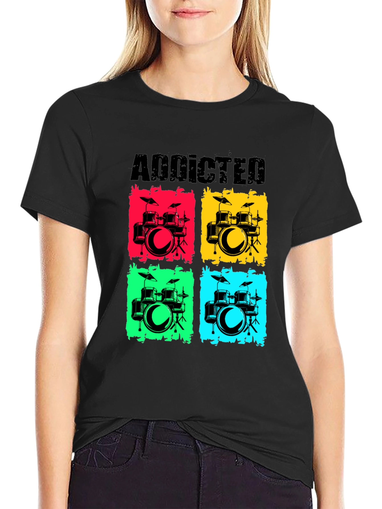 Addicted Drums Graphic T-Shirt - Music Lover Tee