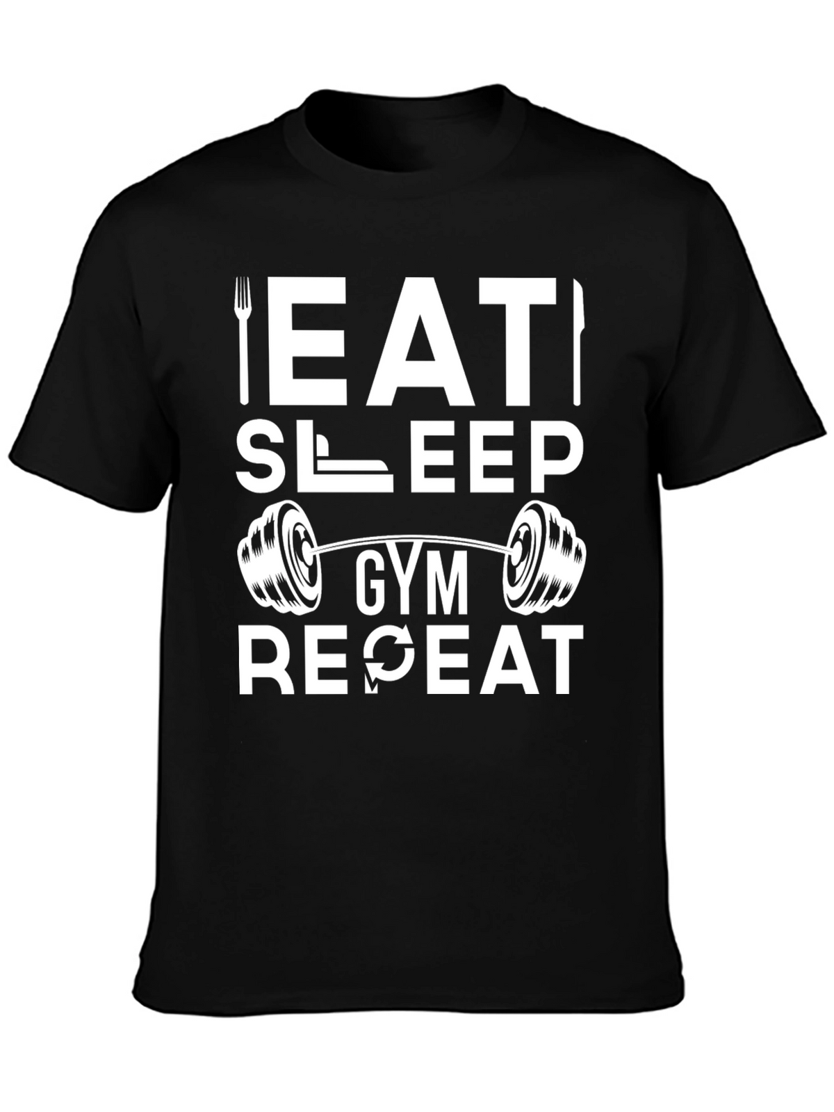 Eat Sleep Gym Repeat Black T-Shirt