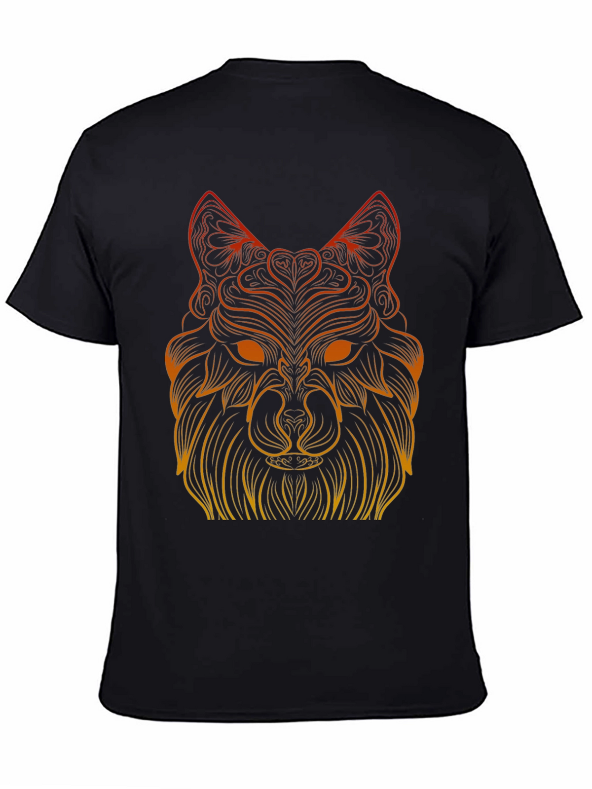 Geometric Wolf Graphic Tee - Black