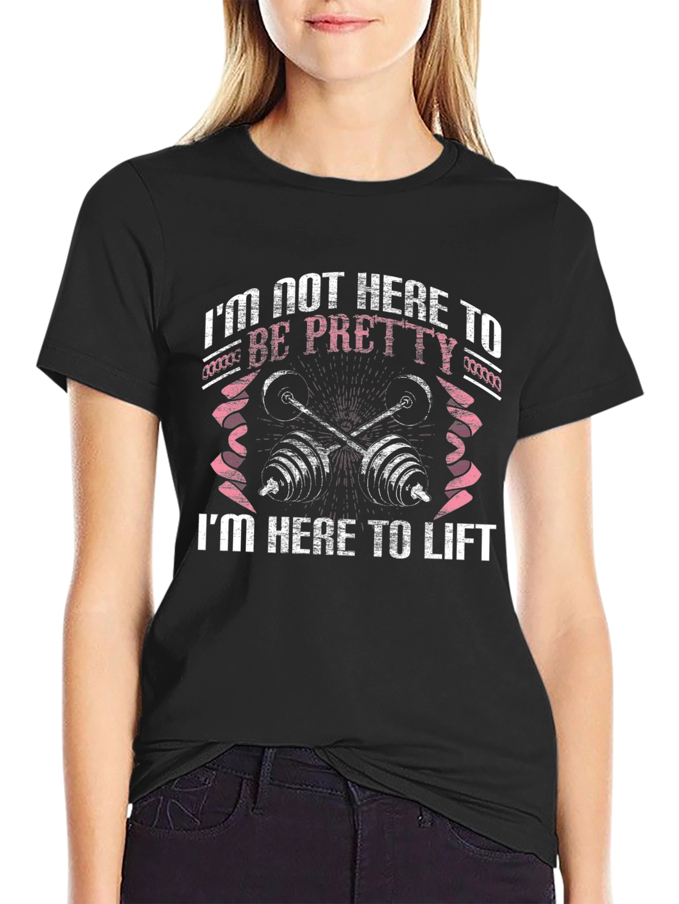 Womens Fitness Graphic T-Shirt - Im Here to Lift