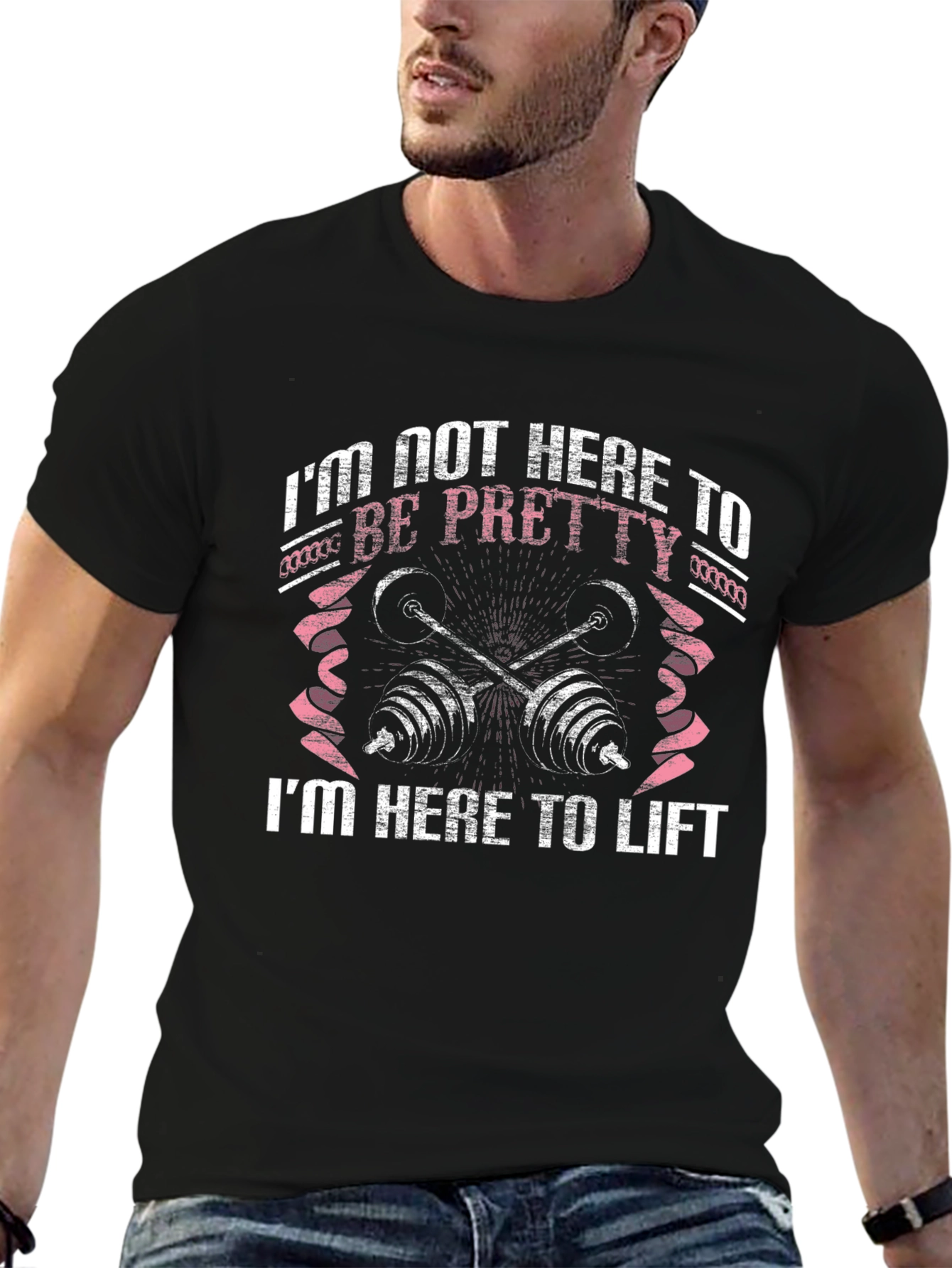 Womens Fitness Graphic T-Shirt - Im Here to Lift
