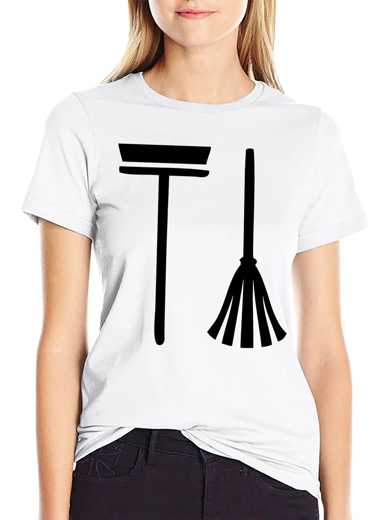 Broom and Mop Graphic Tee - Cleaning Crew Style