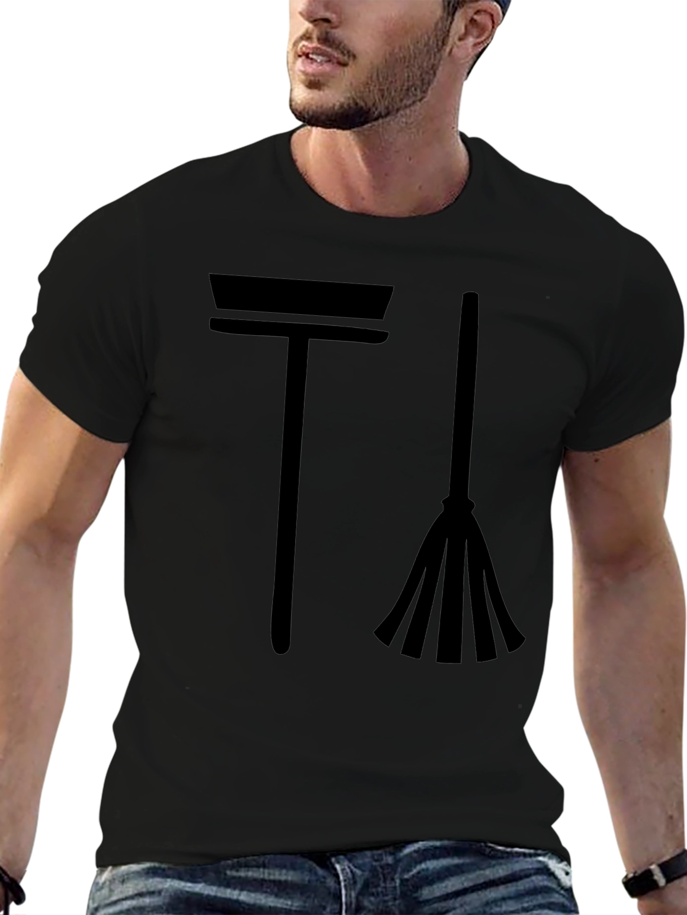 Broom and Mop Graphic Tee - Cleaning Crew Style