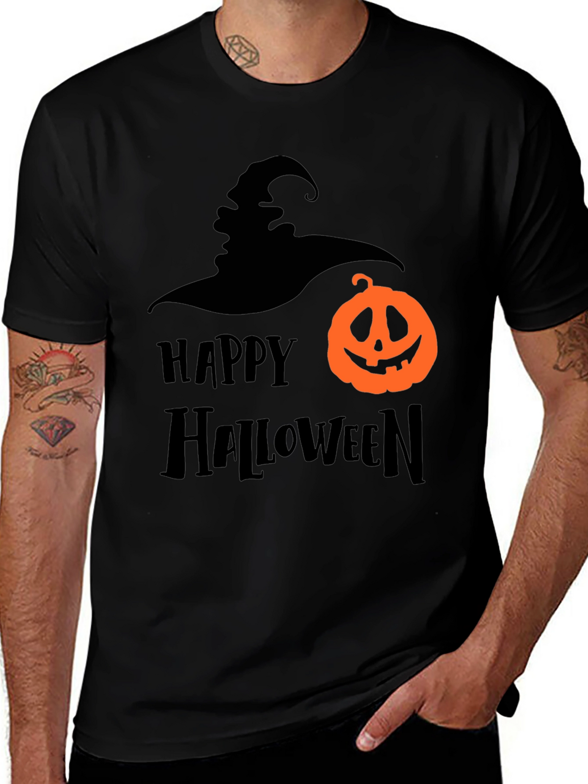 Happy Halloween Graphic Tee - Witch & Pumpkin