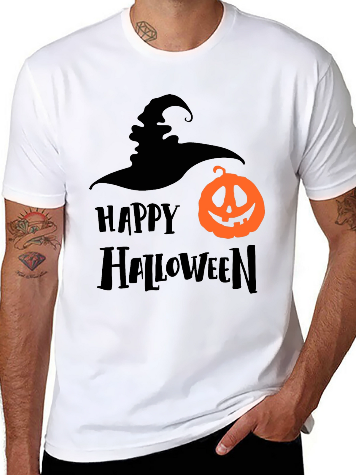 Happy Halloween Graphic Tee - Witch & Pumpkin