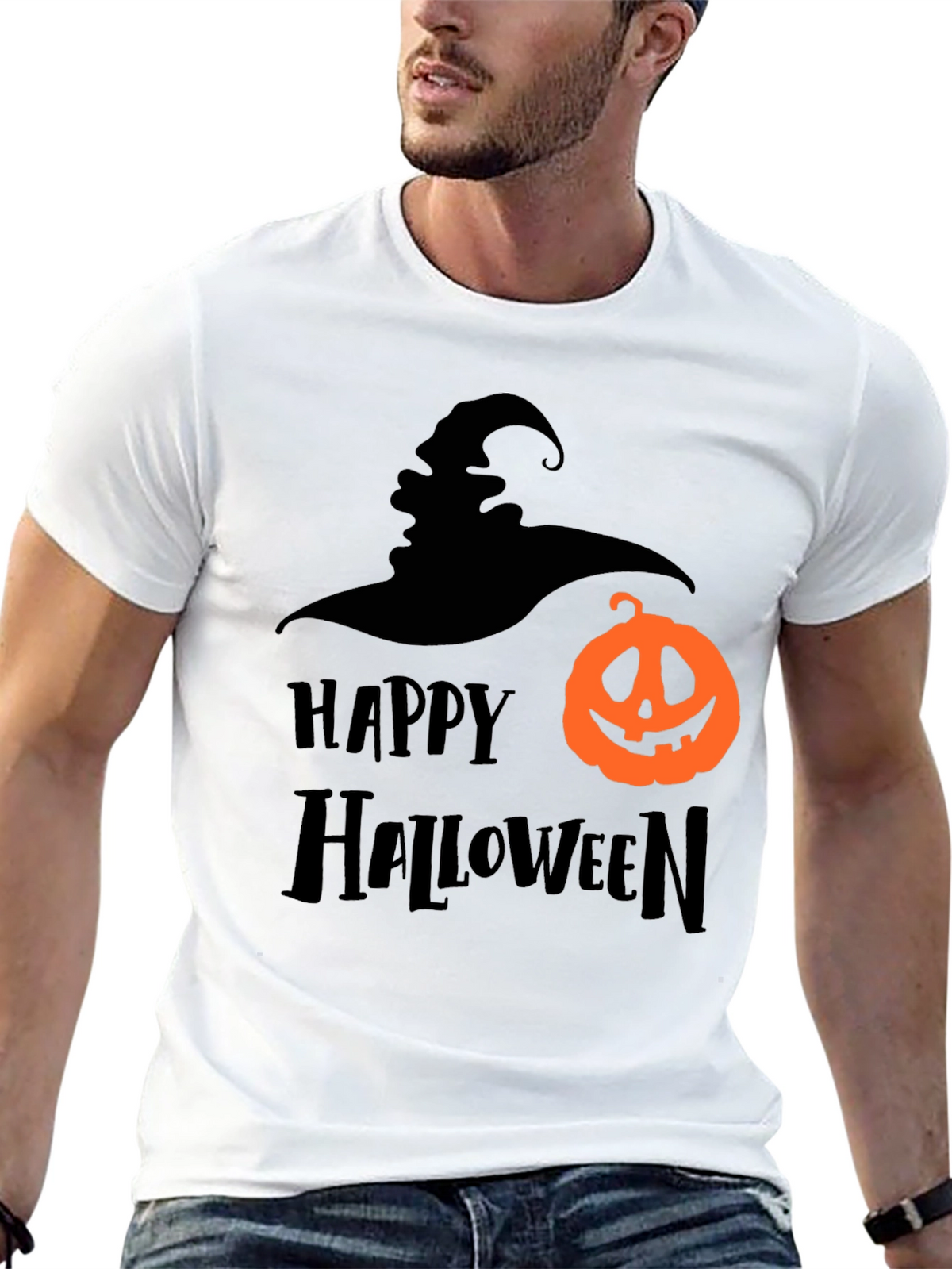 Happy Halloween Graphic Tee - Witch & Pumpkin