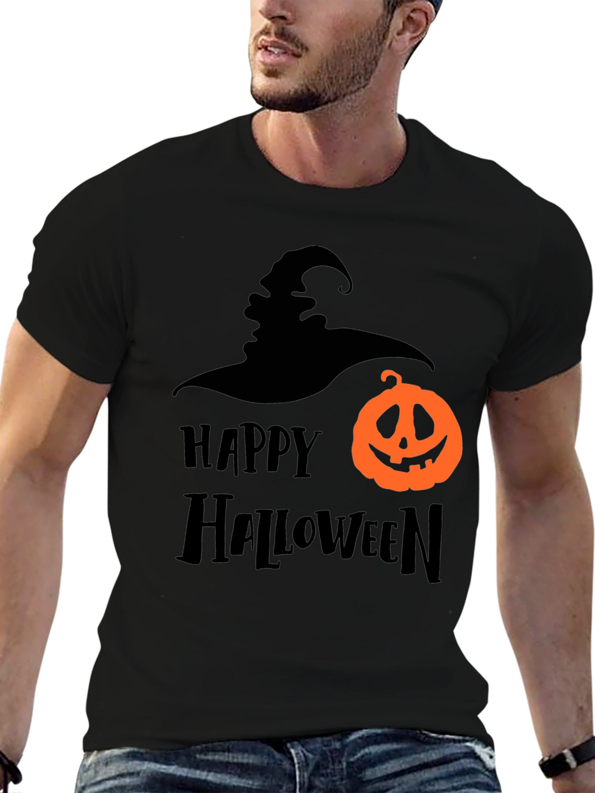Happy Halloween Graphic Tee - Witch & Pumpkin