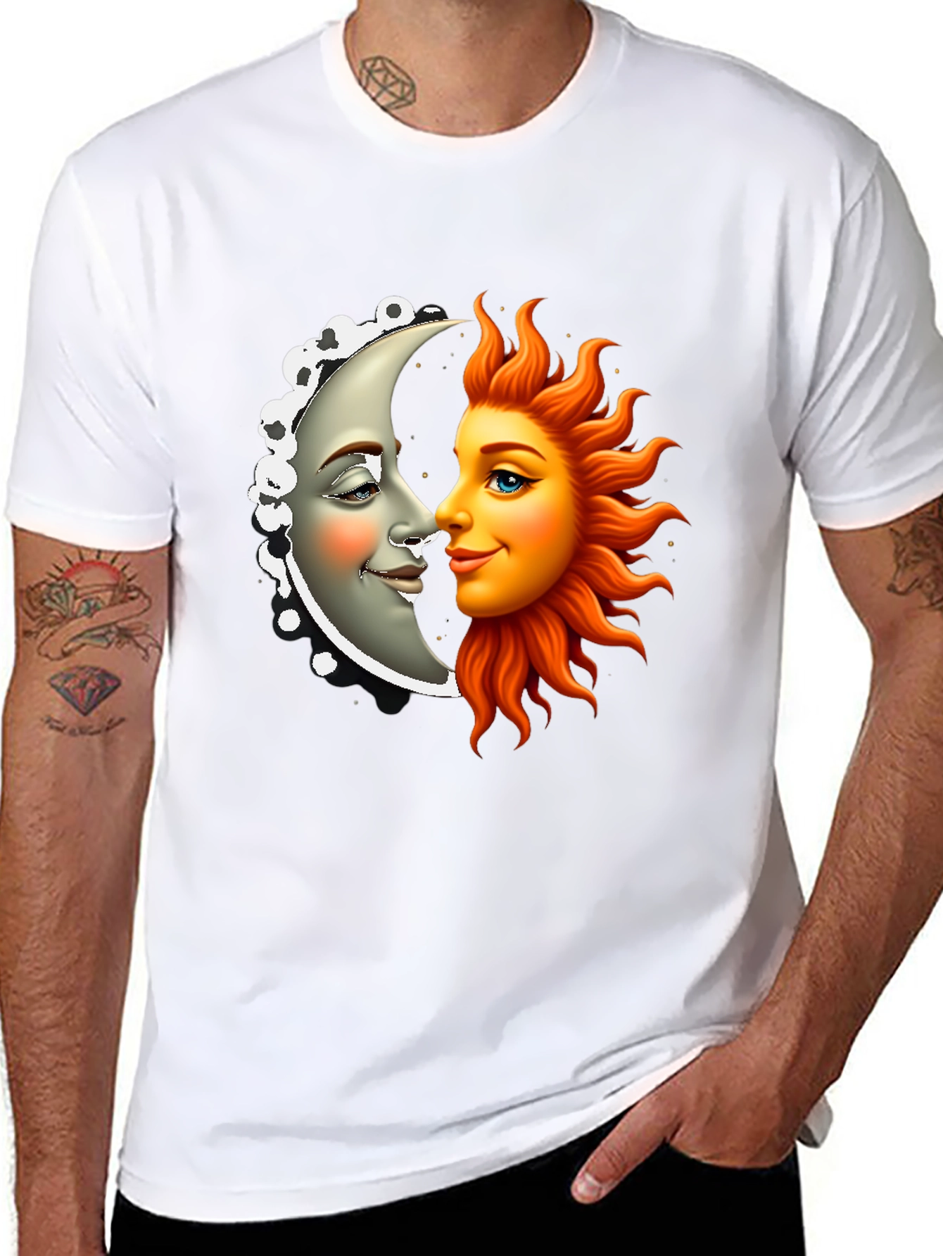 Sun & Moon Graphic Tee - Celestial Black Shirt