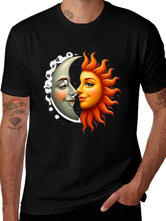 Sun & Moon Graphic Tee - Celestial Black Shirt