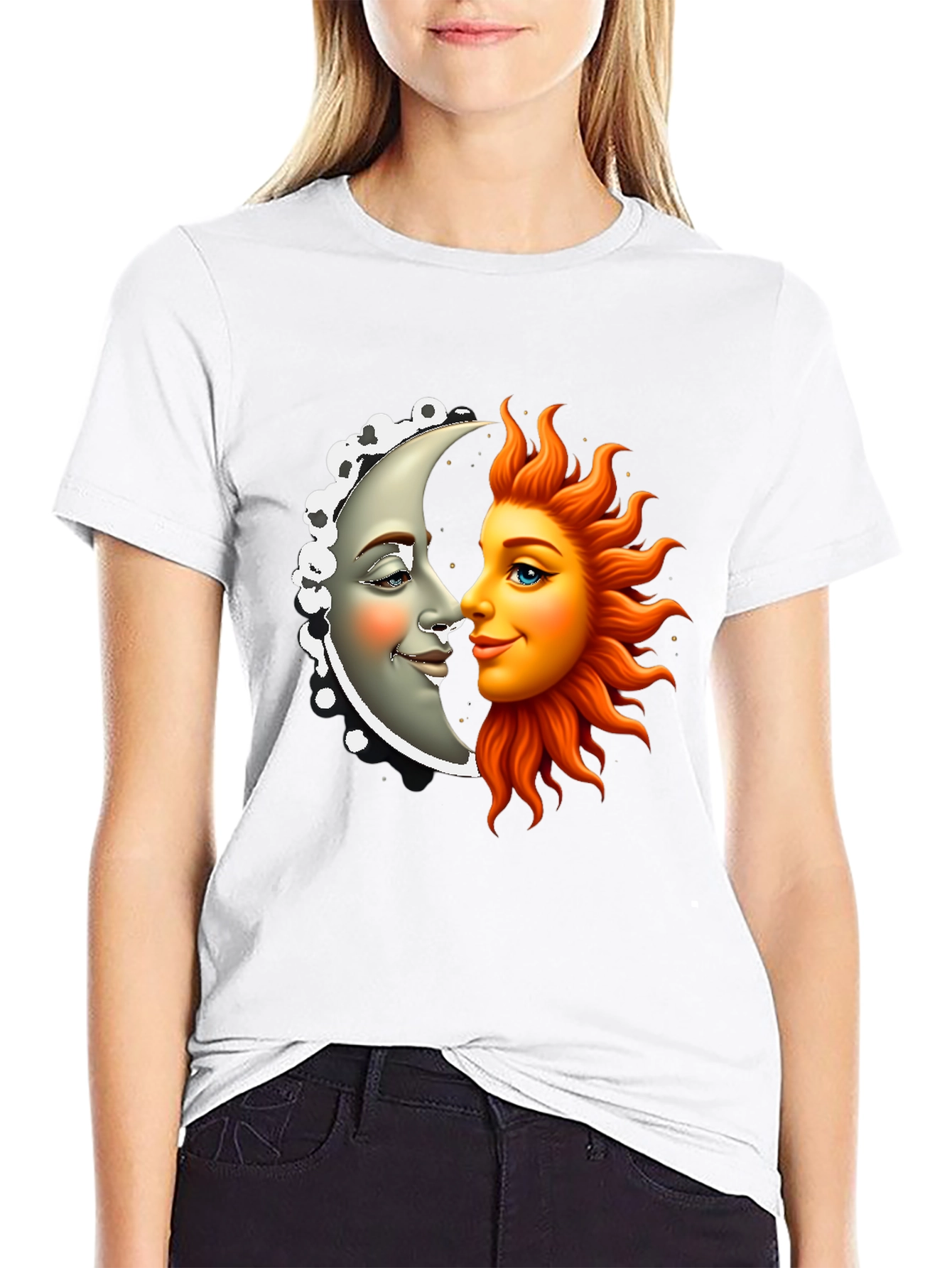 Sun & Moon Graphic Tee - Celestial Black Shirt