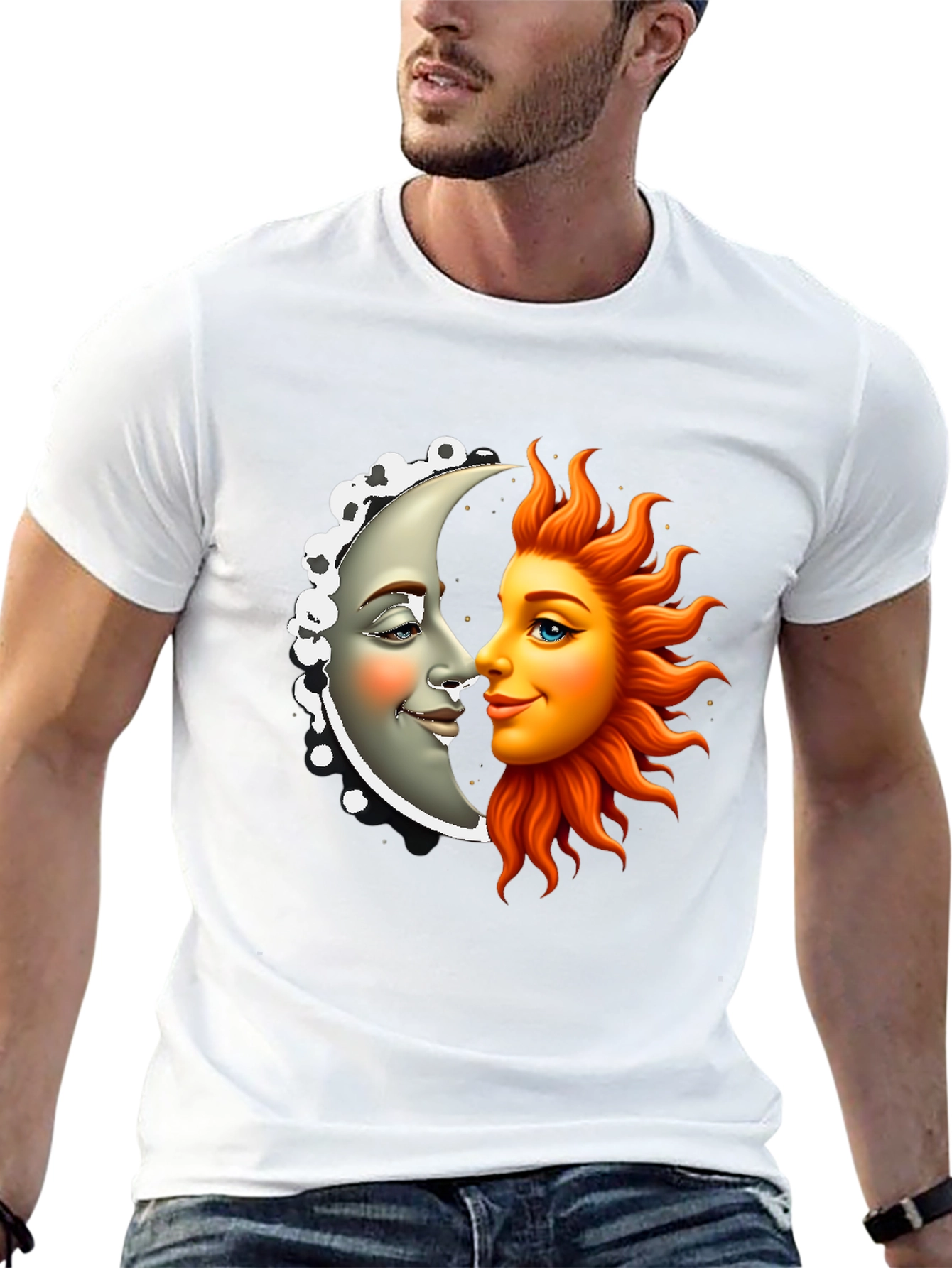 Sun & Moon Graphic Tee - Celestial Black Shirt