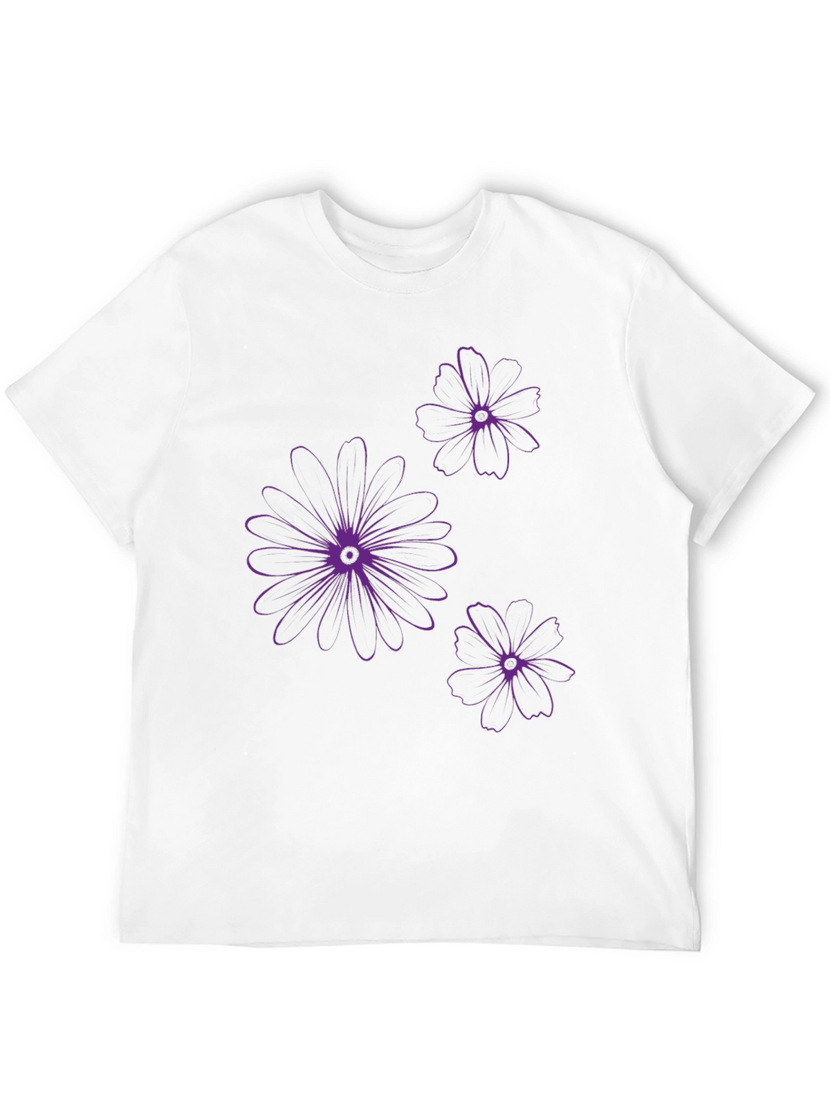 Black T-Shirt with Purple Floral Design